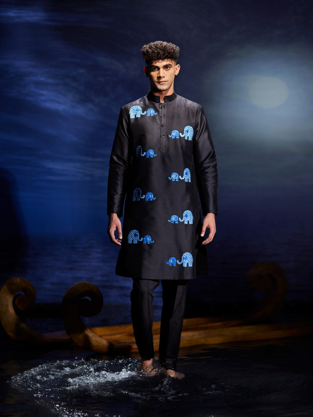 Gaja - Mirror Hand Embroidery Silk Kurta Set