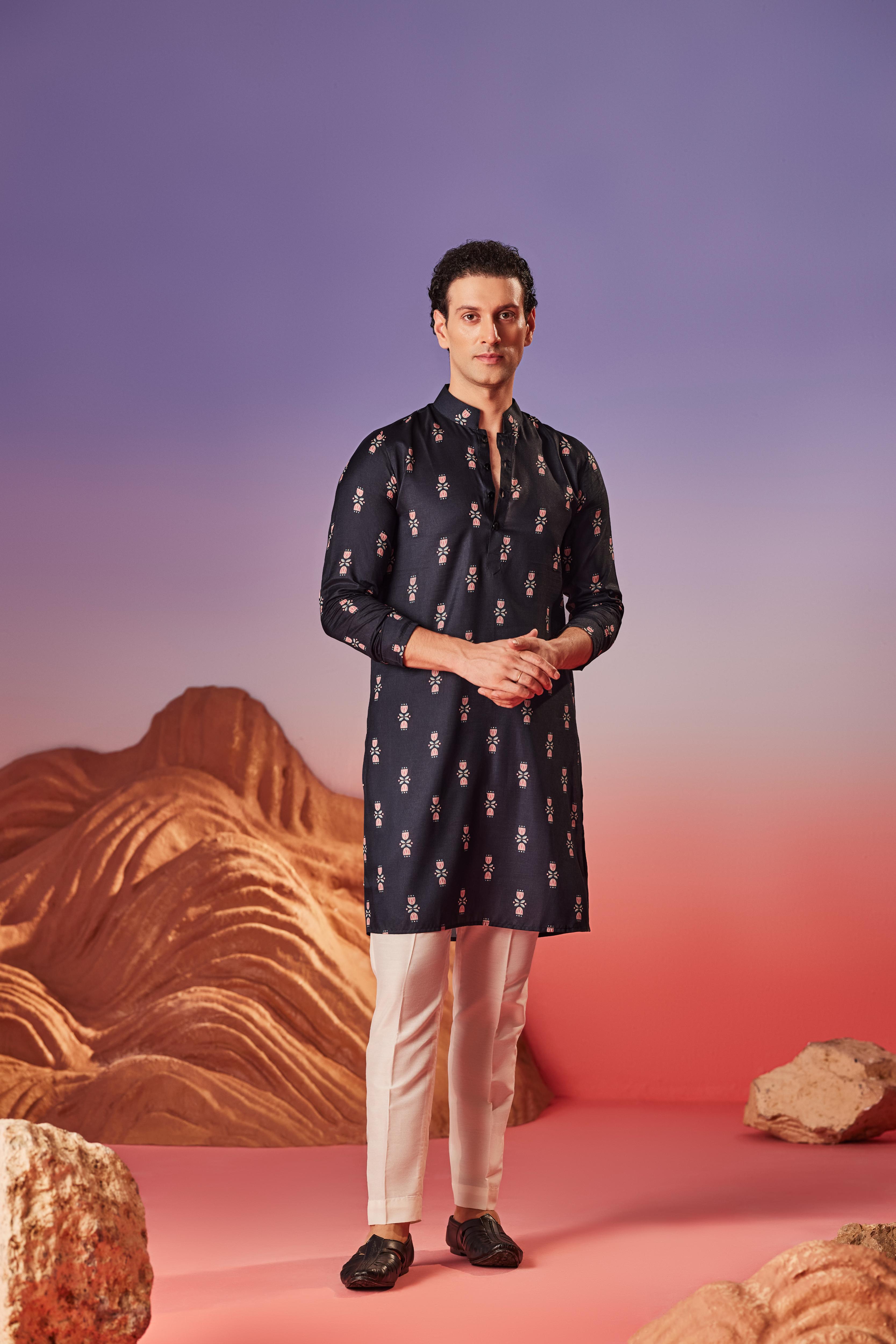 Midnight blossom - Silk Kurta