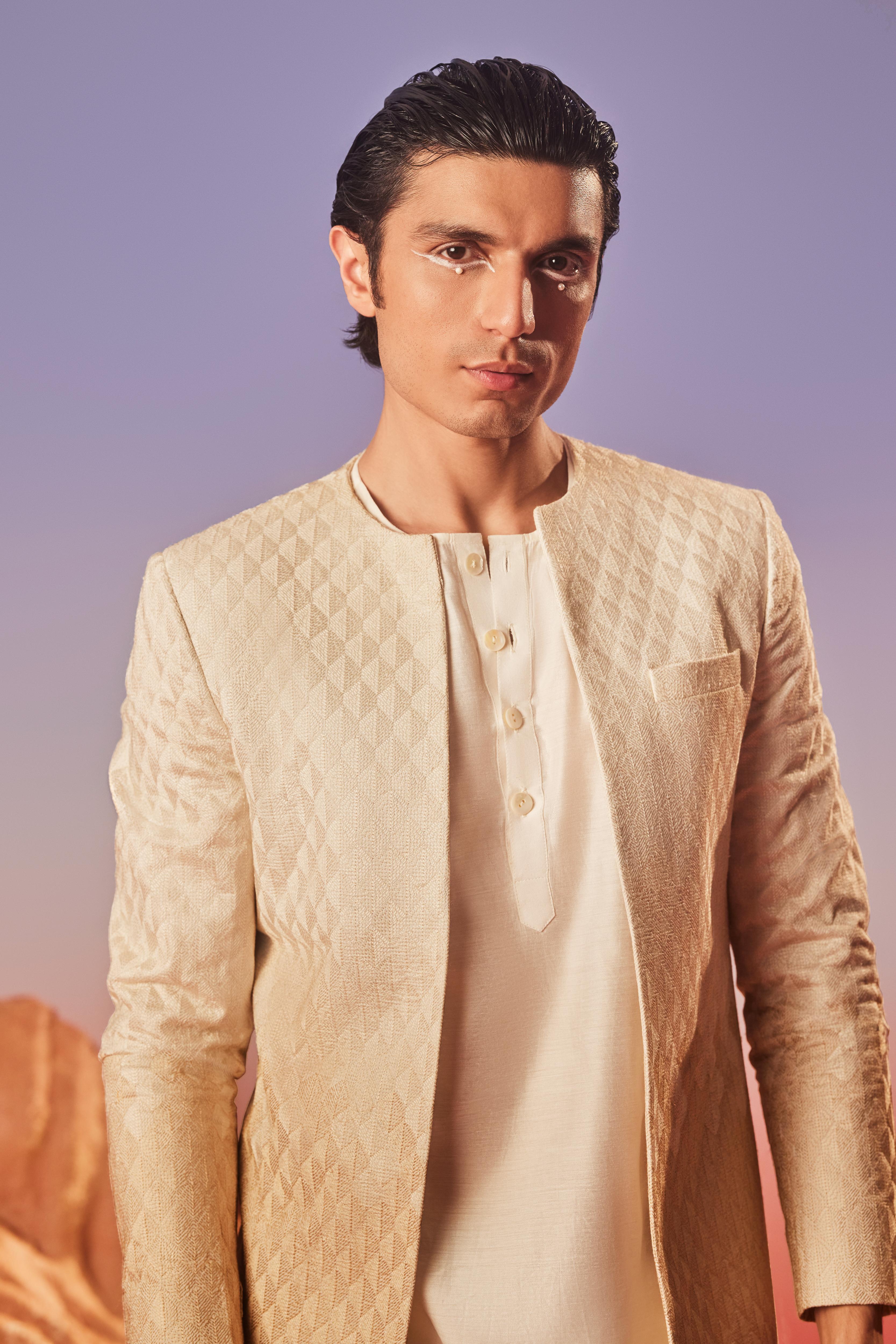 Elaan Long Jacket - Silk Embroidery Indo Western Set