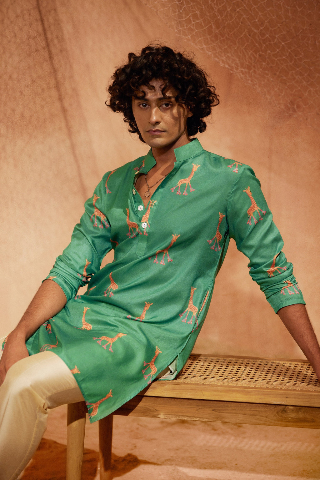 Rolling Giraffe - Silk Kurta