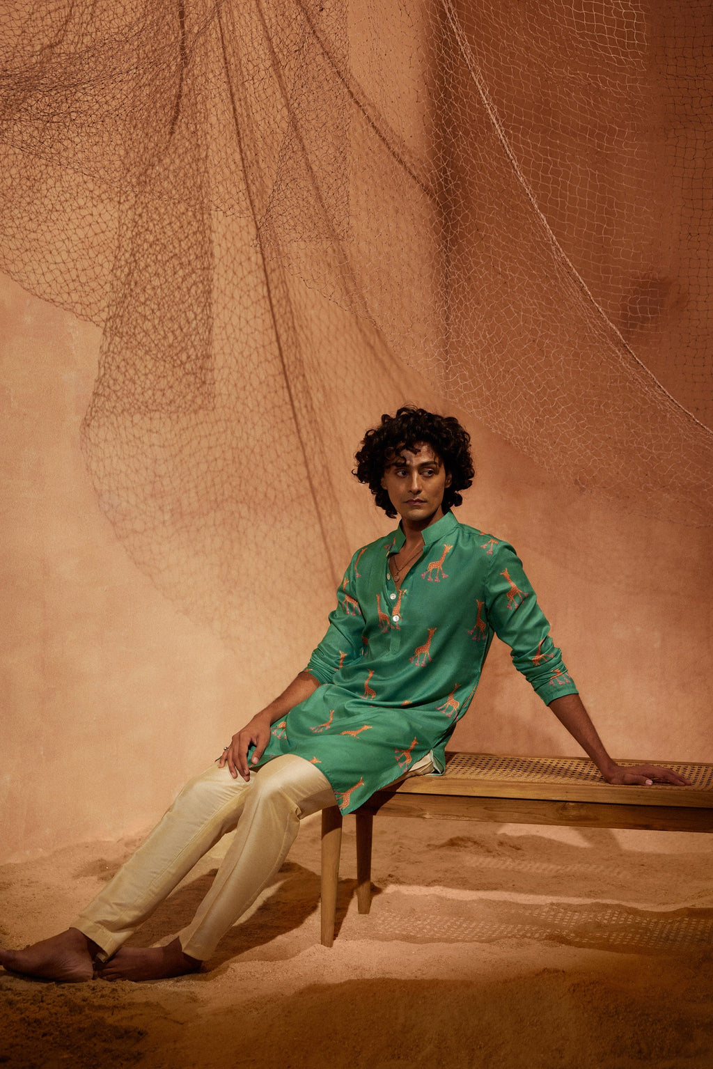 Rolling Giraffe - Silk Kurta