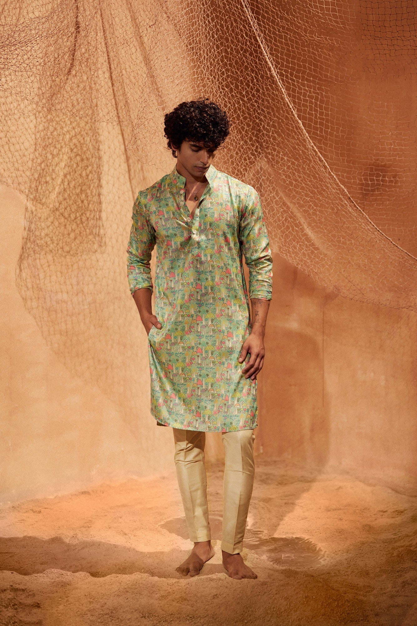 Mushroom Garden - Silk Kurta