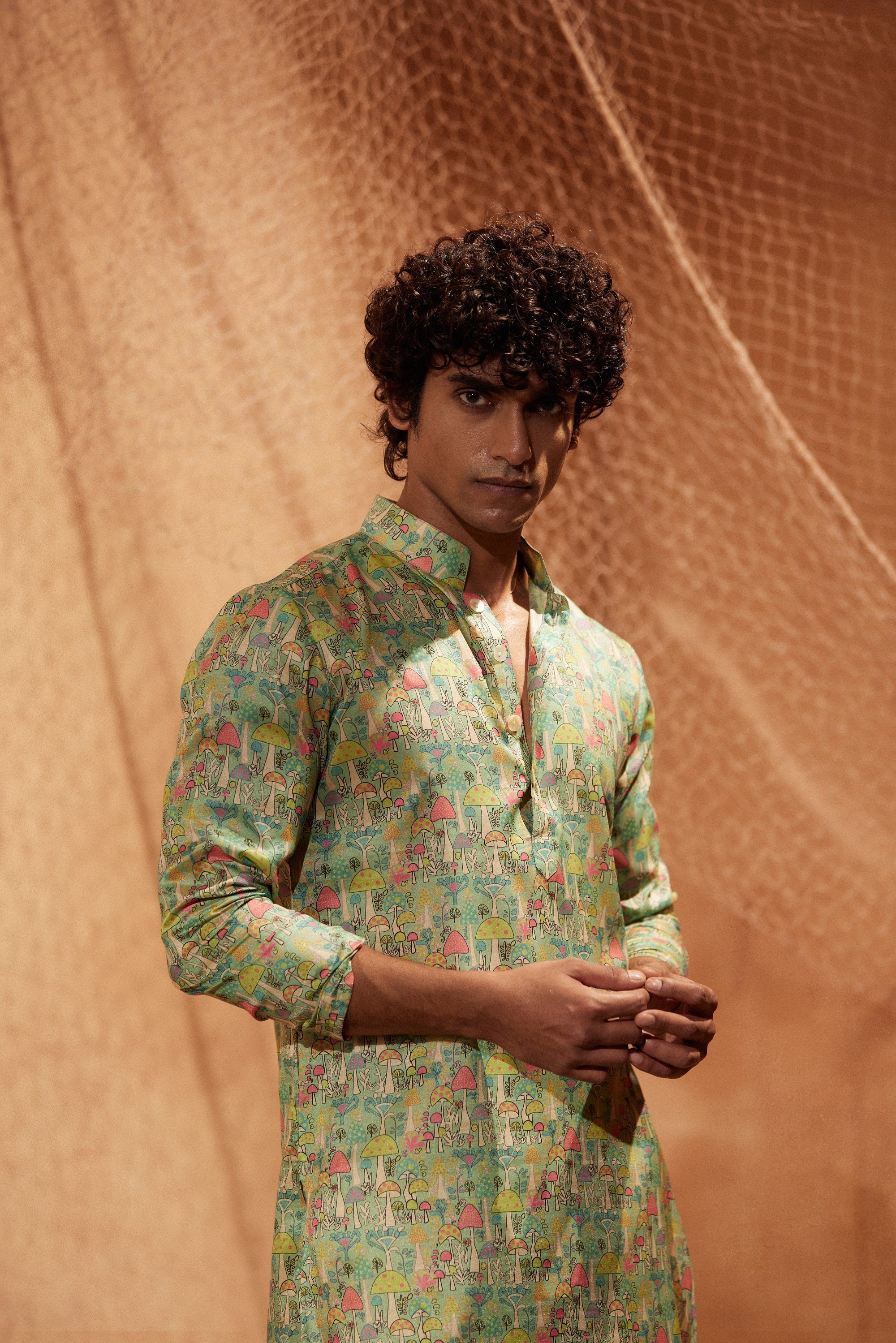 Mushroom Garden - Silk Kurta