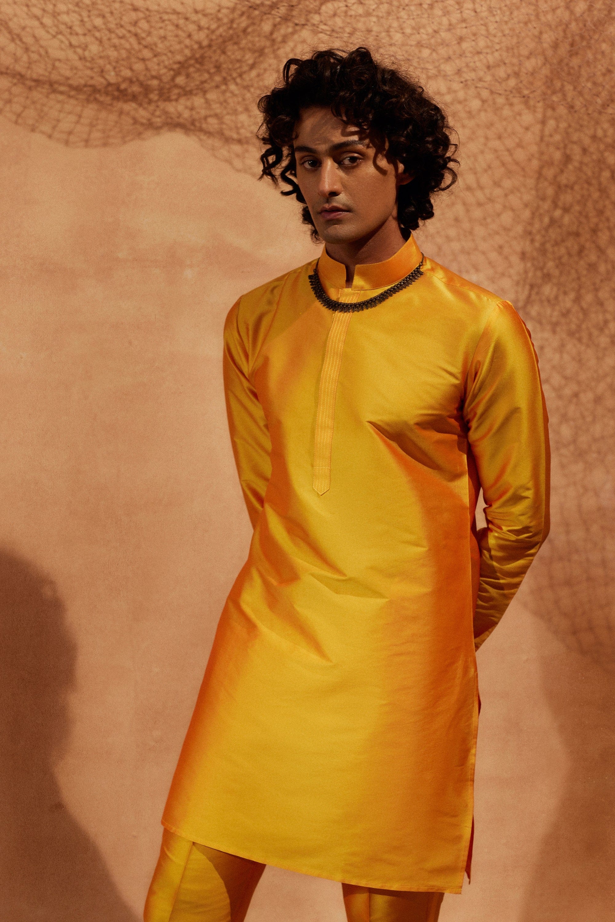Yellow - Tagai Silk Kurta Set