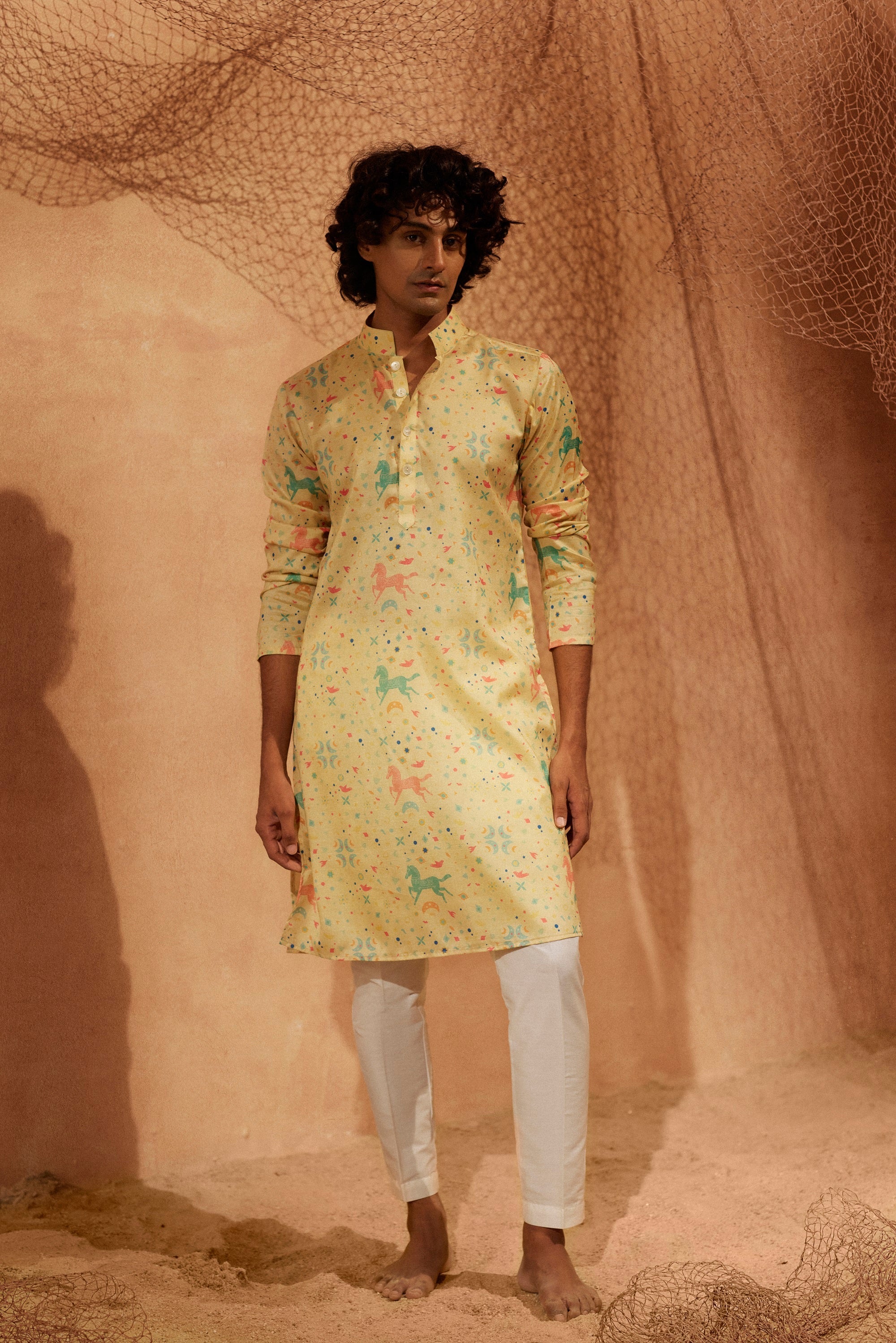 Flying Horses -Silk  Kurta