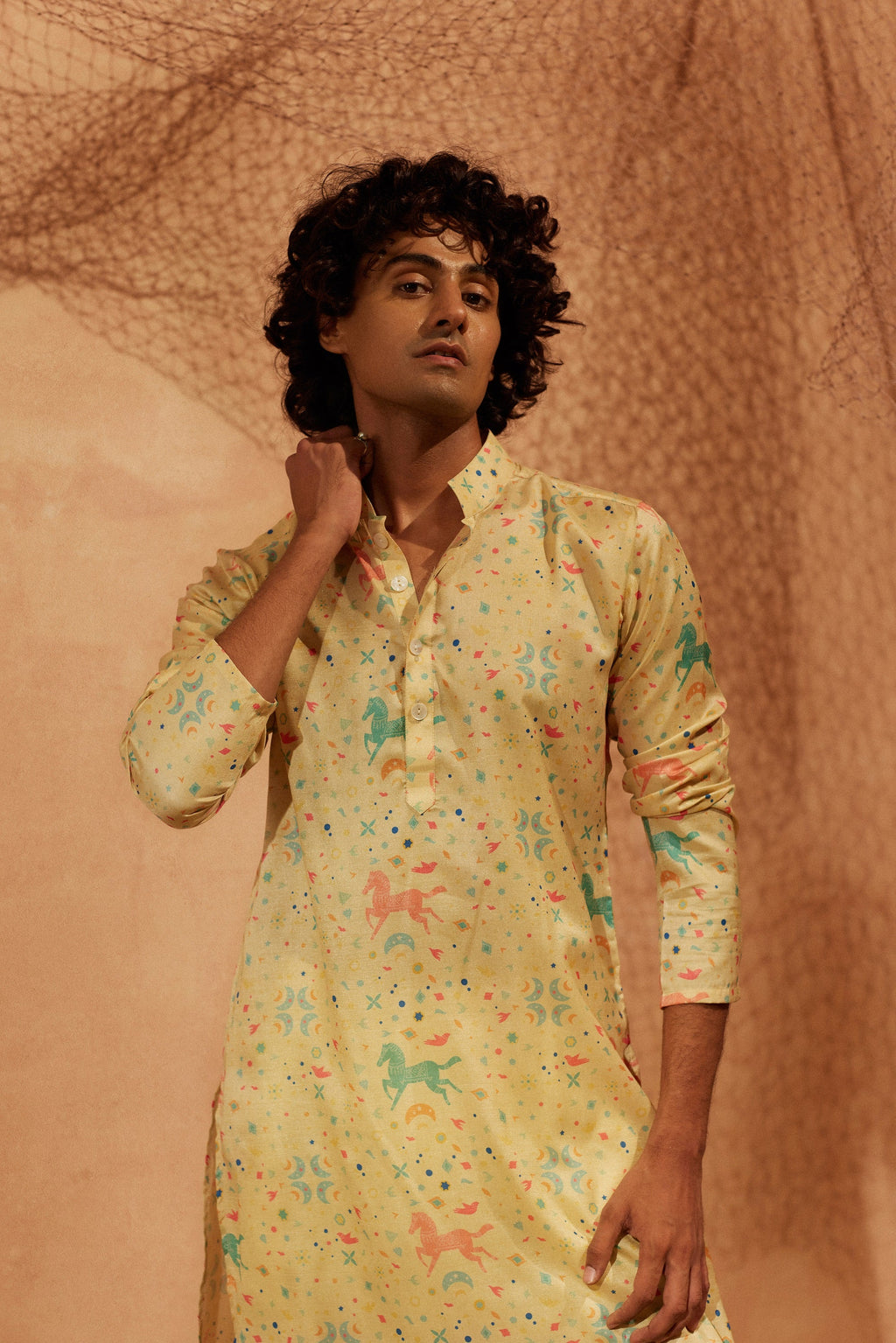 Flying Horses -Silk  Kurta