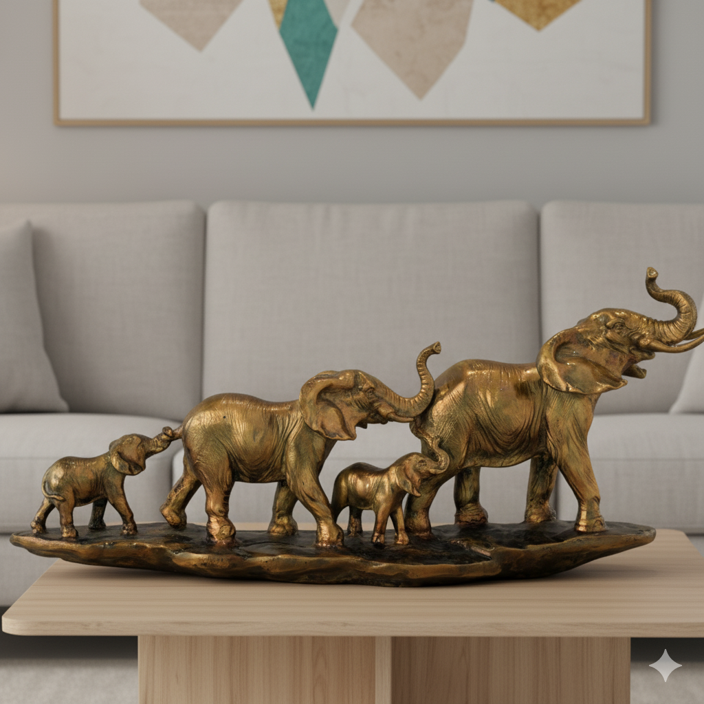 Elephant Family Table Decor - 100% MADE FROM BRASS