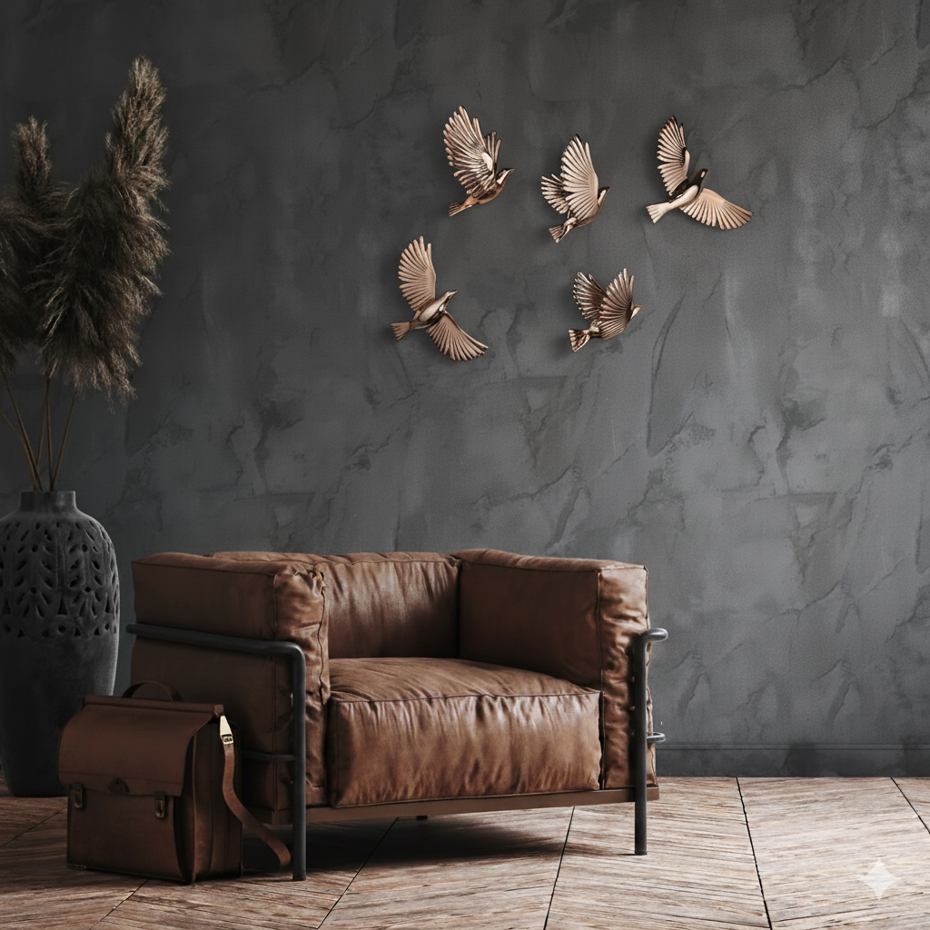 Rose Gold Seagulls - Flying Birds - 100% Made From Brass