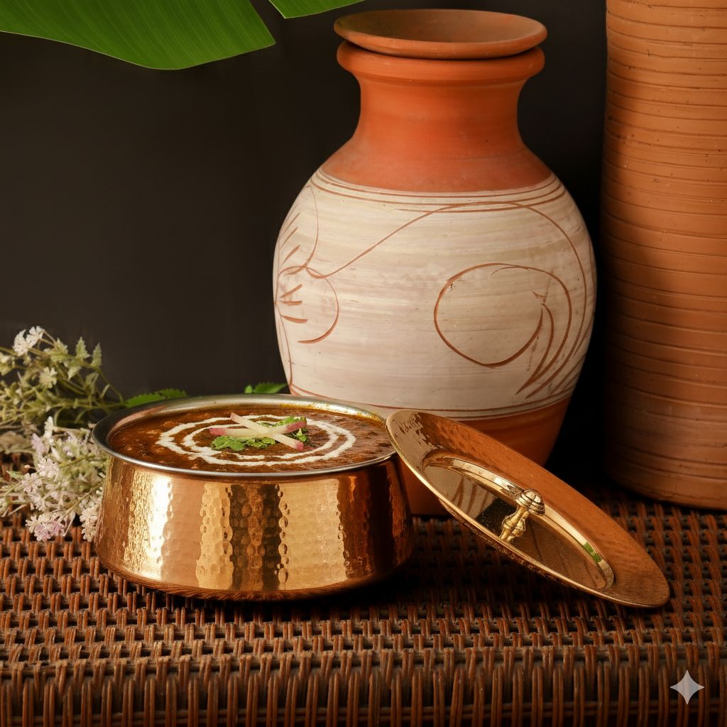 Brass Handi with Lid | Hammered Design |Traditional Cookware | Naturally Non-Toxic & Sustainable