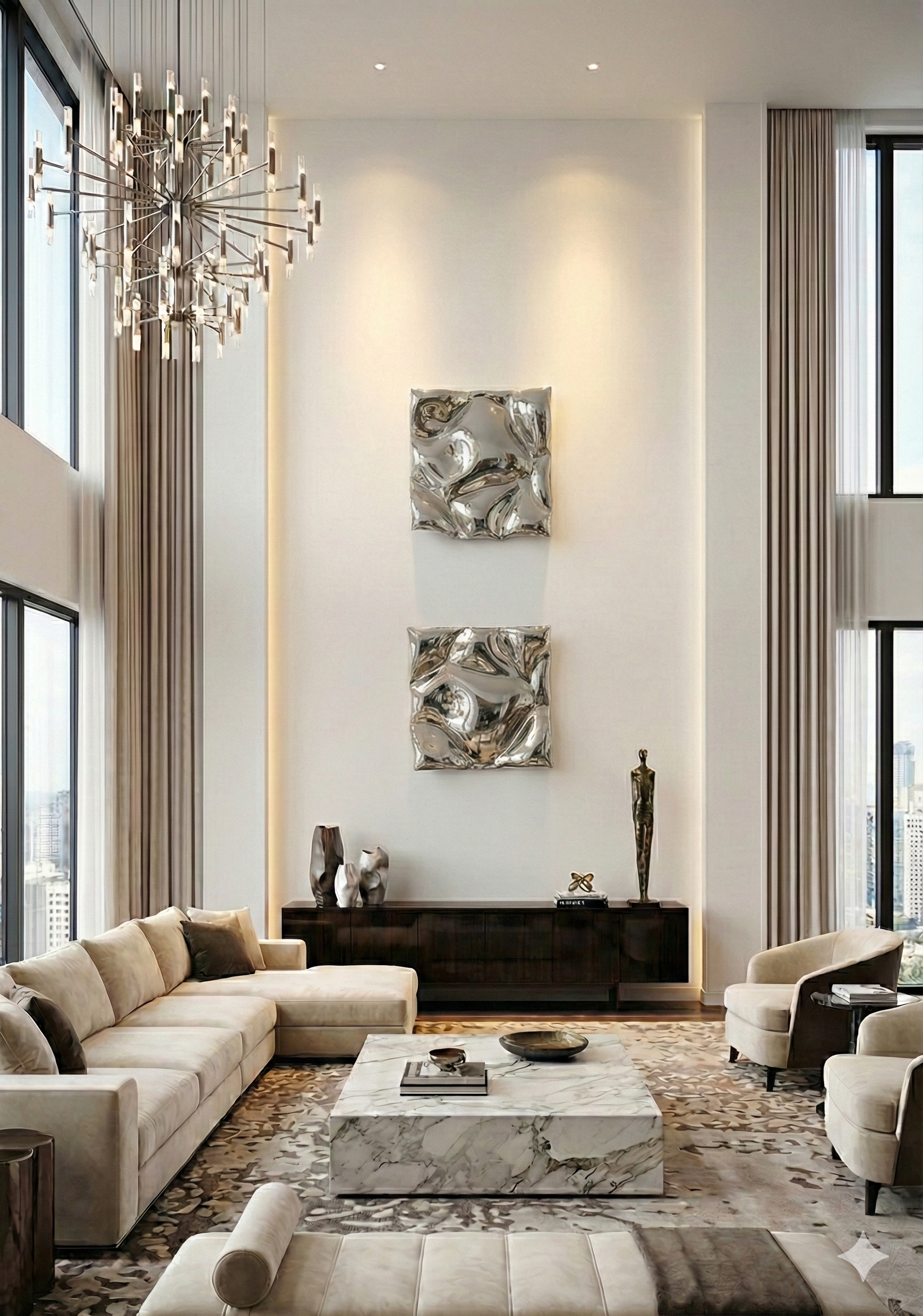 Chrome Square Handcrafted Wall Accent - 100% Made in Pure Brass