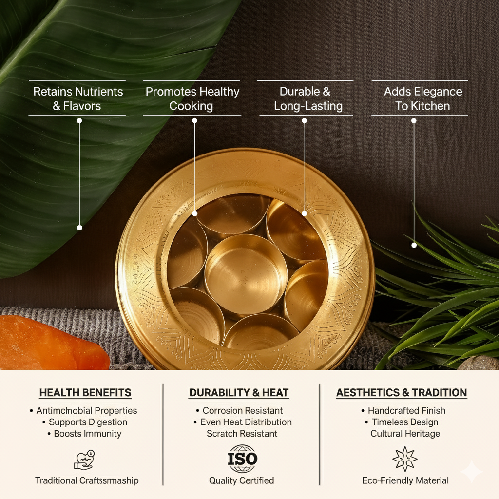 Brass Masala Box | Handcrafted | Toxin-Free & Sustainable | Traditional Spice Box