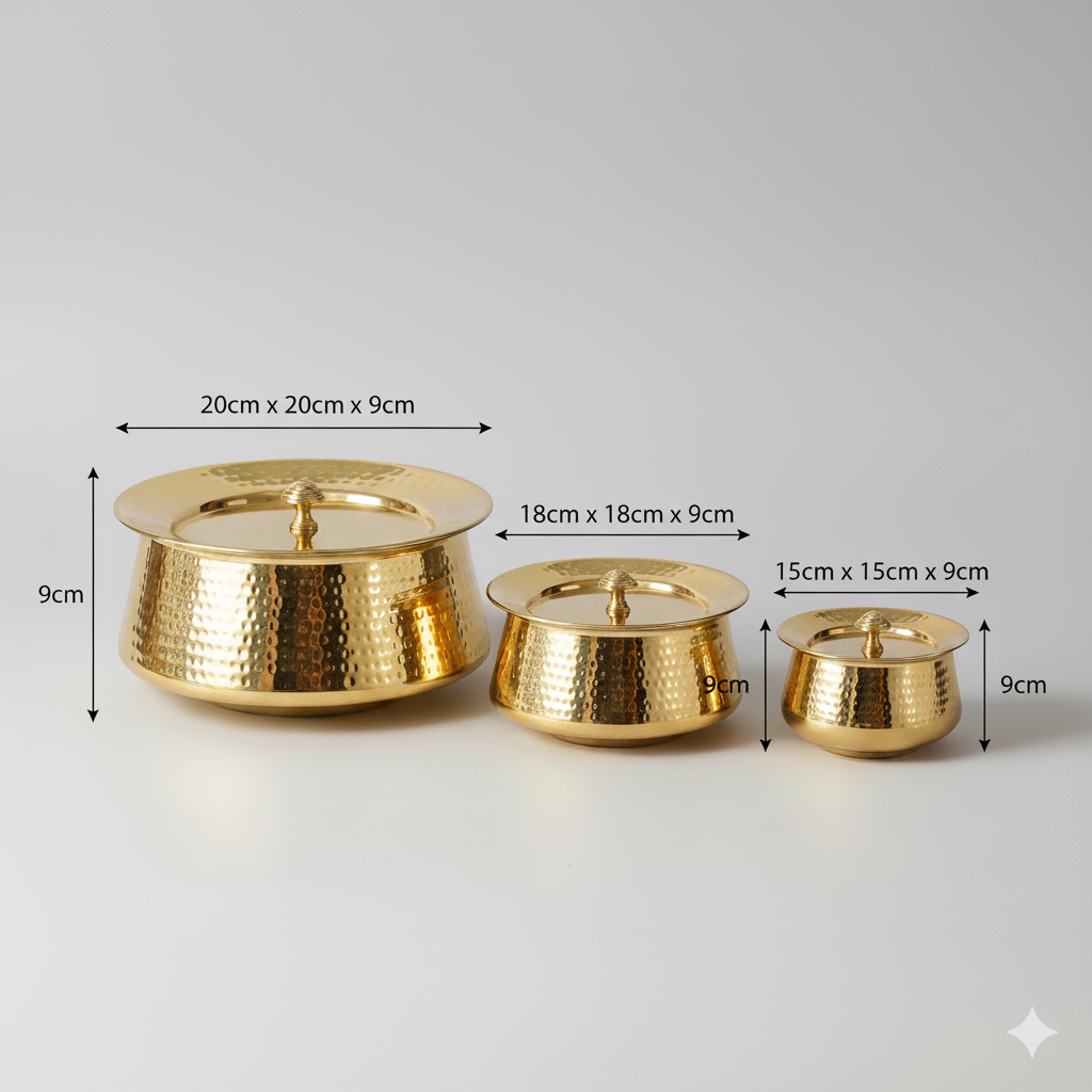 Brass Handi with Lid | Hammered Design |Traditional Cookware | Naturally Non-Toxic & Sustainable