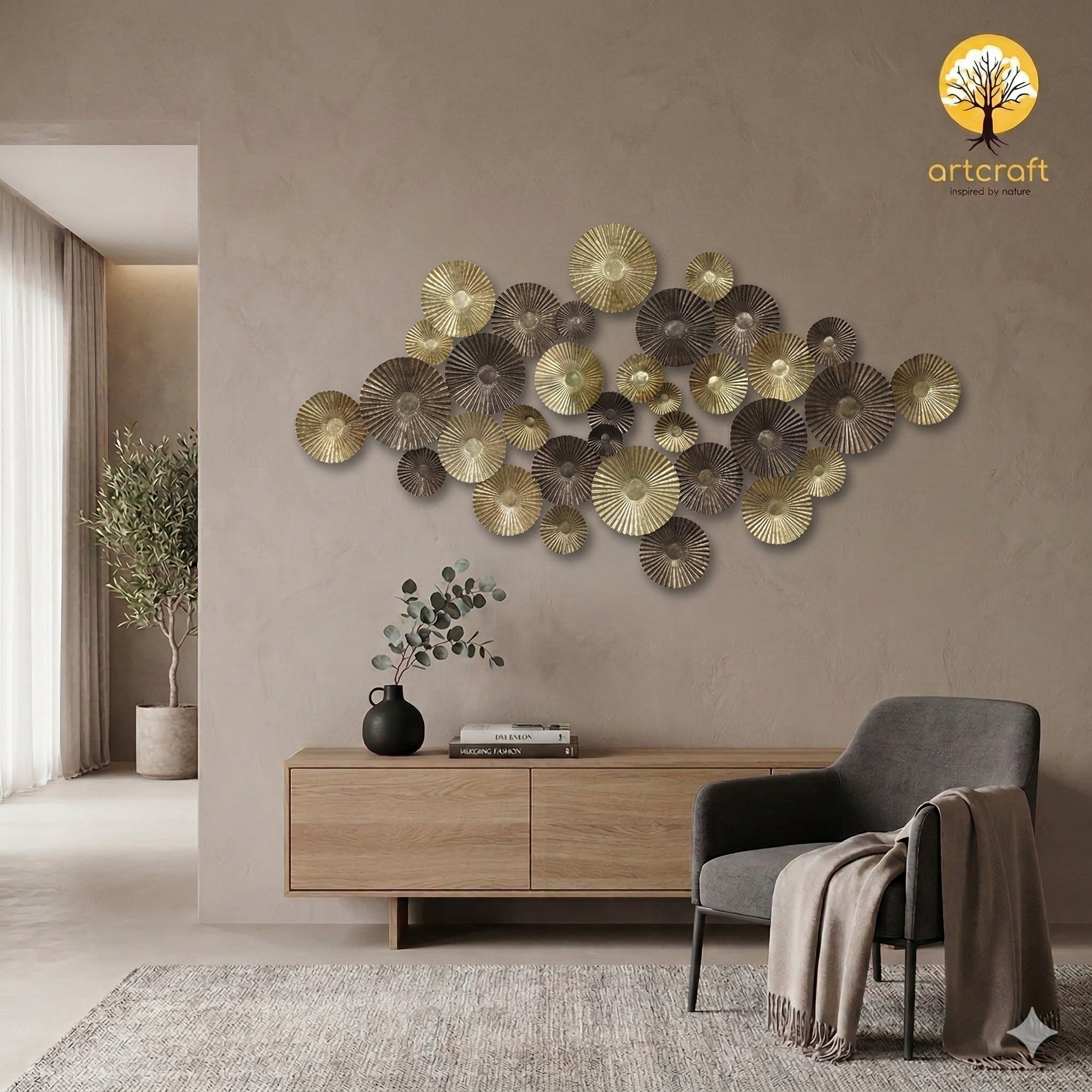 Circles wall decor - 100% Made in Pure Brass