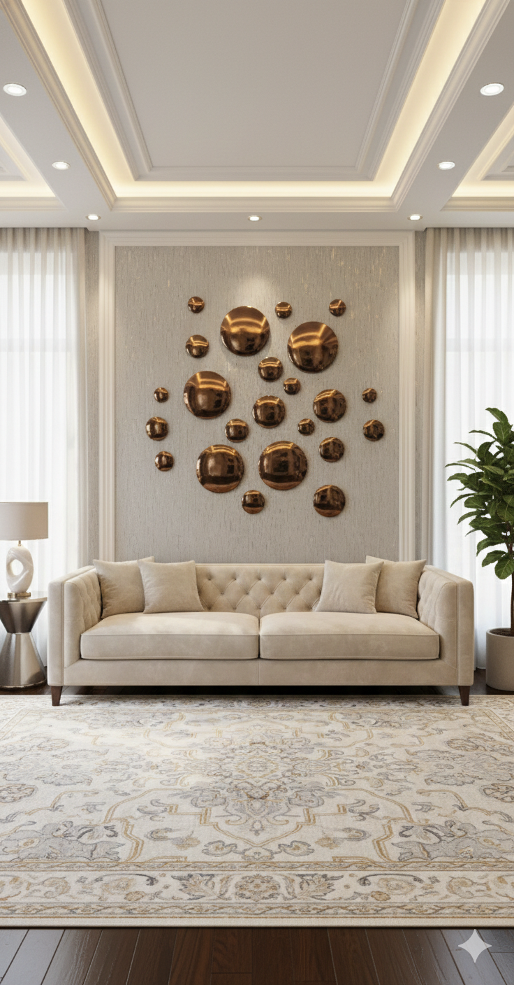 Dew Drops Sculptural Handcrafted Wall Accent  - 100% Made in Pure Brass
