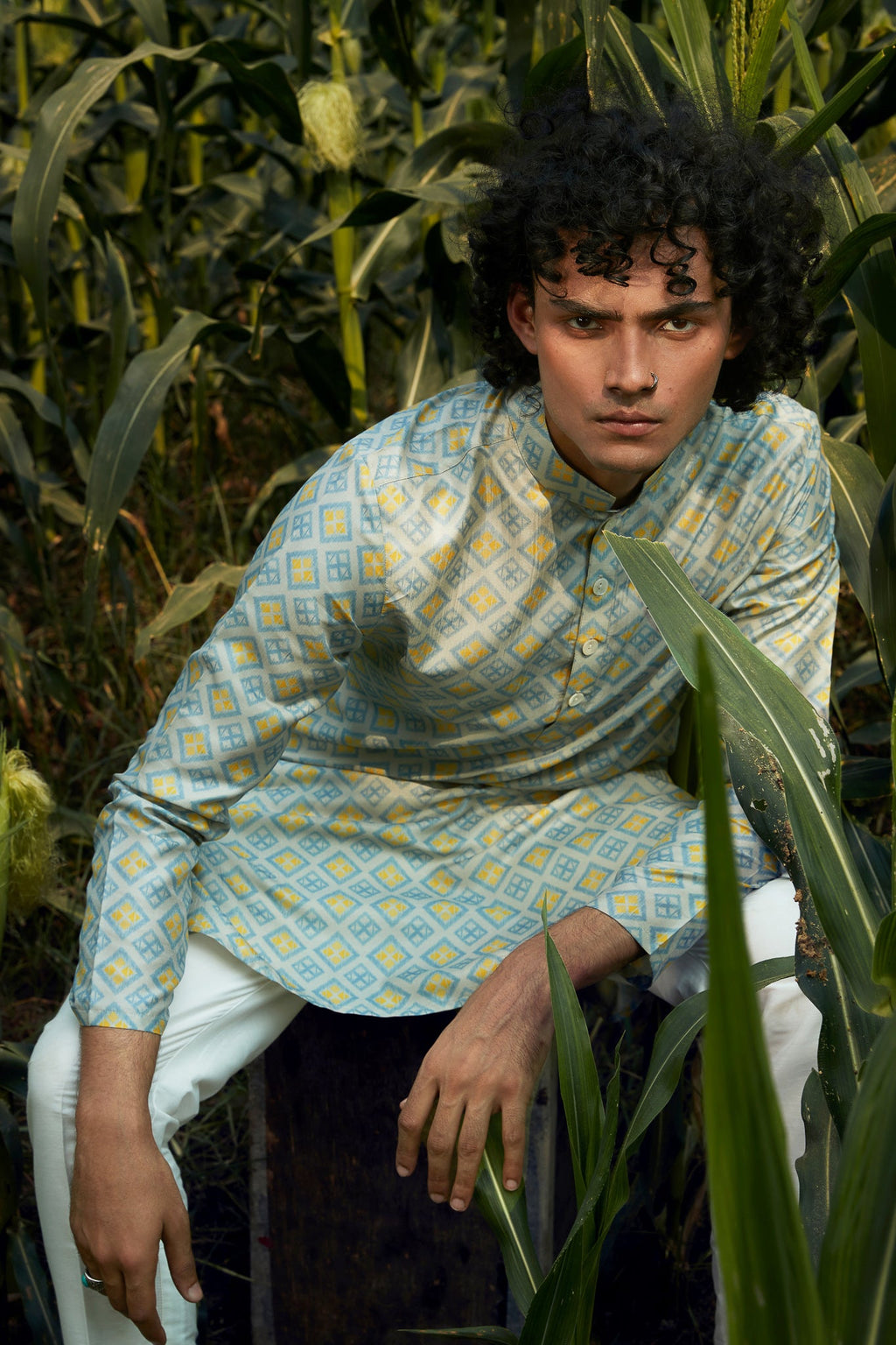 Blue Window  - Silk Kurta