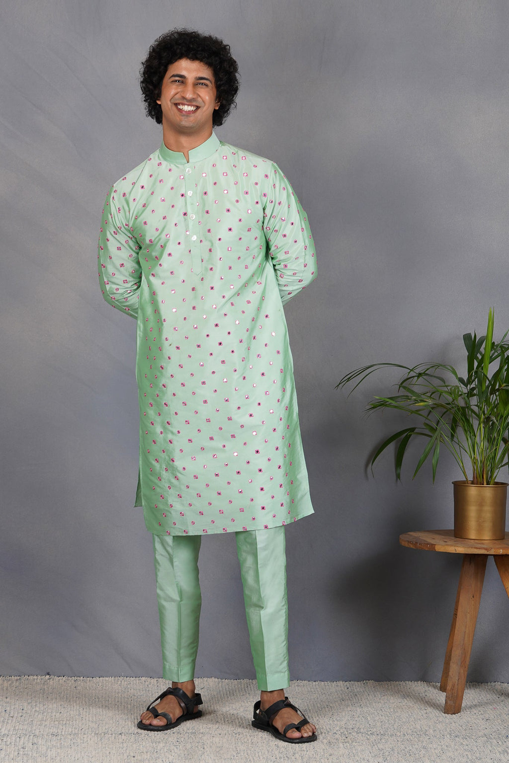 Sabz - Foil Mirror & Silk - Kurta Set