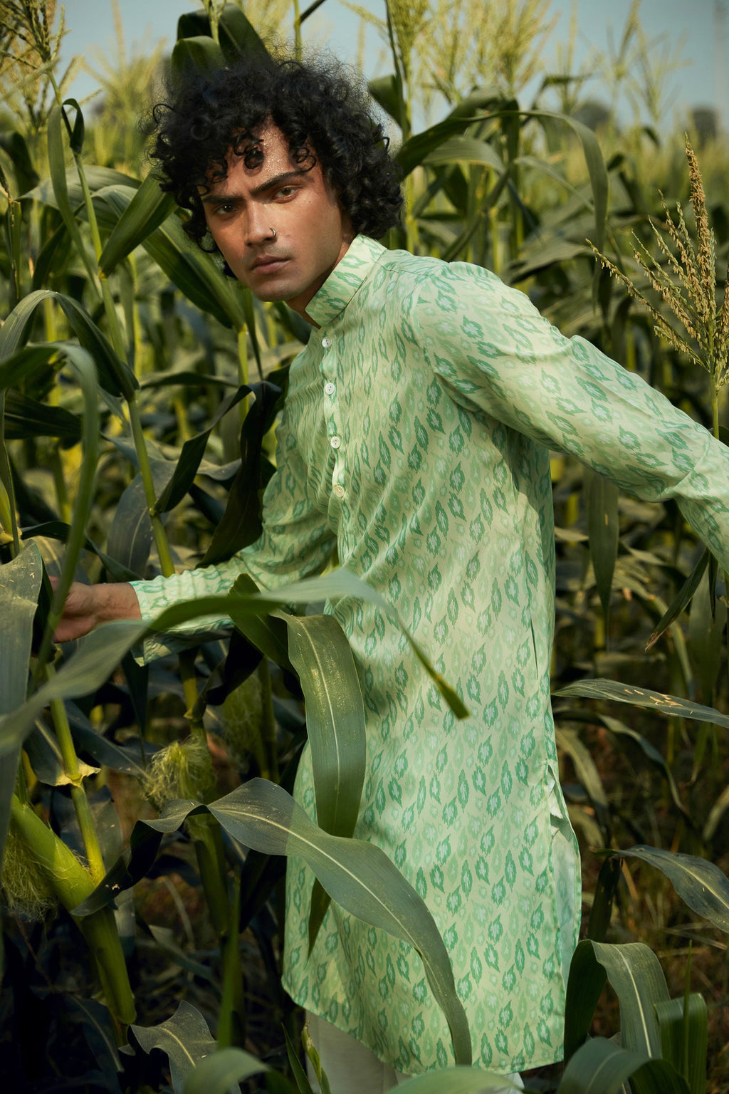 Green Spectrum  - Silk Kurta