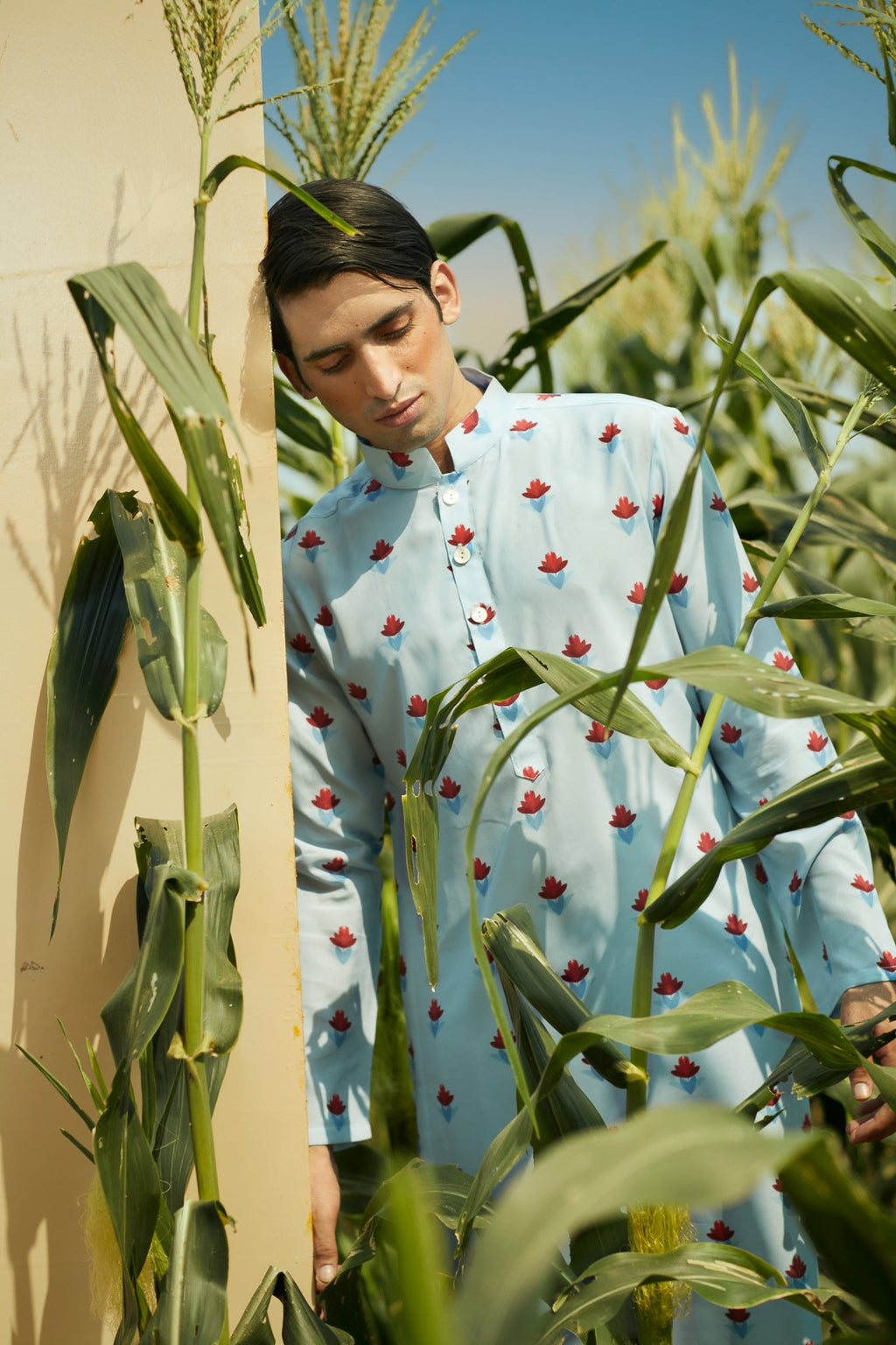Blue Bloom  - Silk Kurta