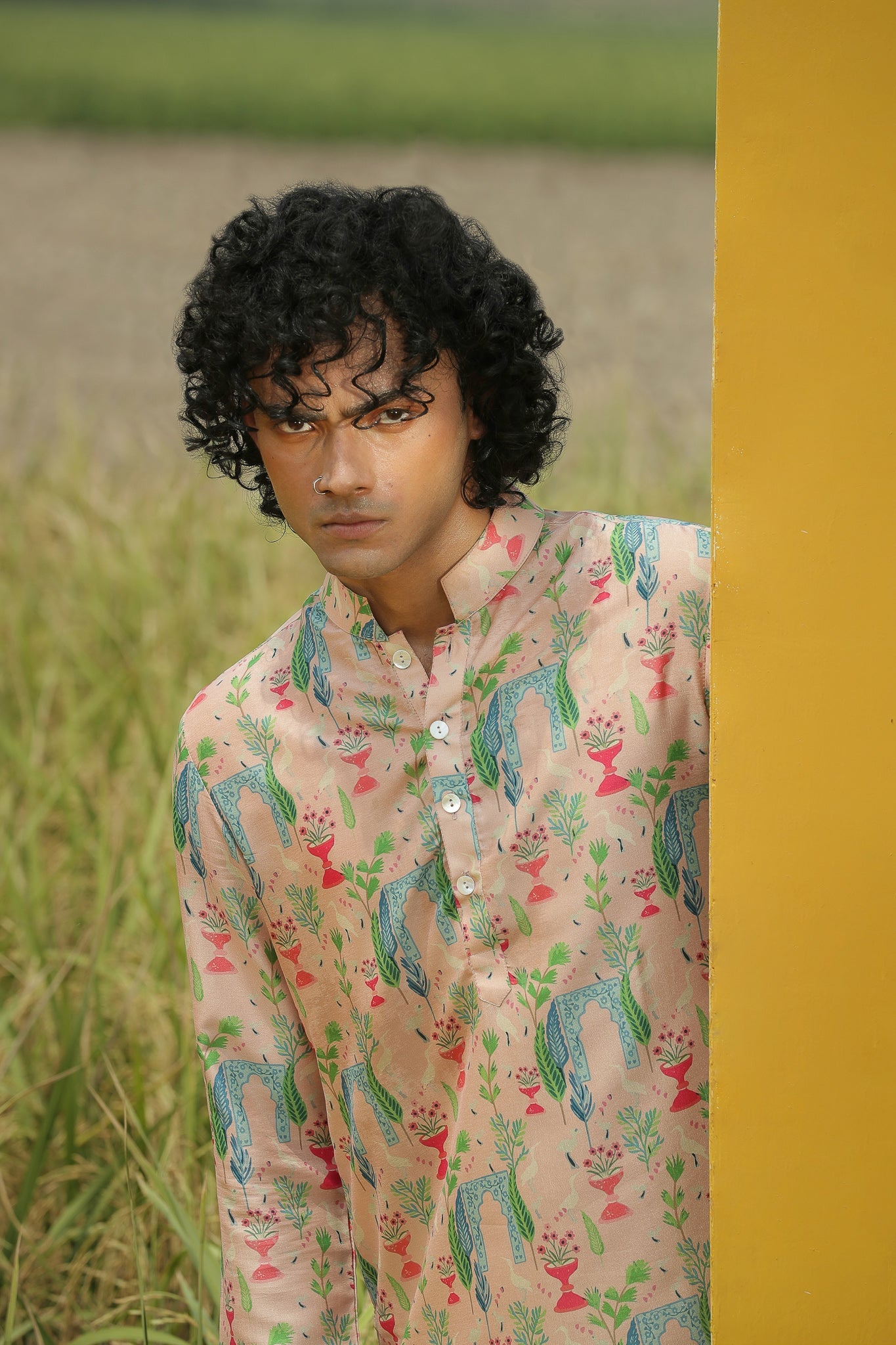 Pink Garden  - Silk Kurta