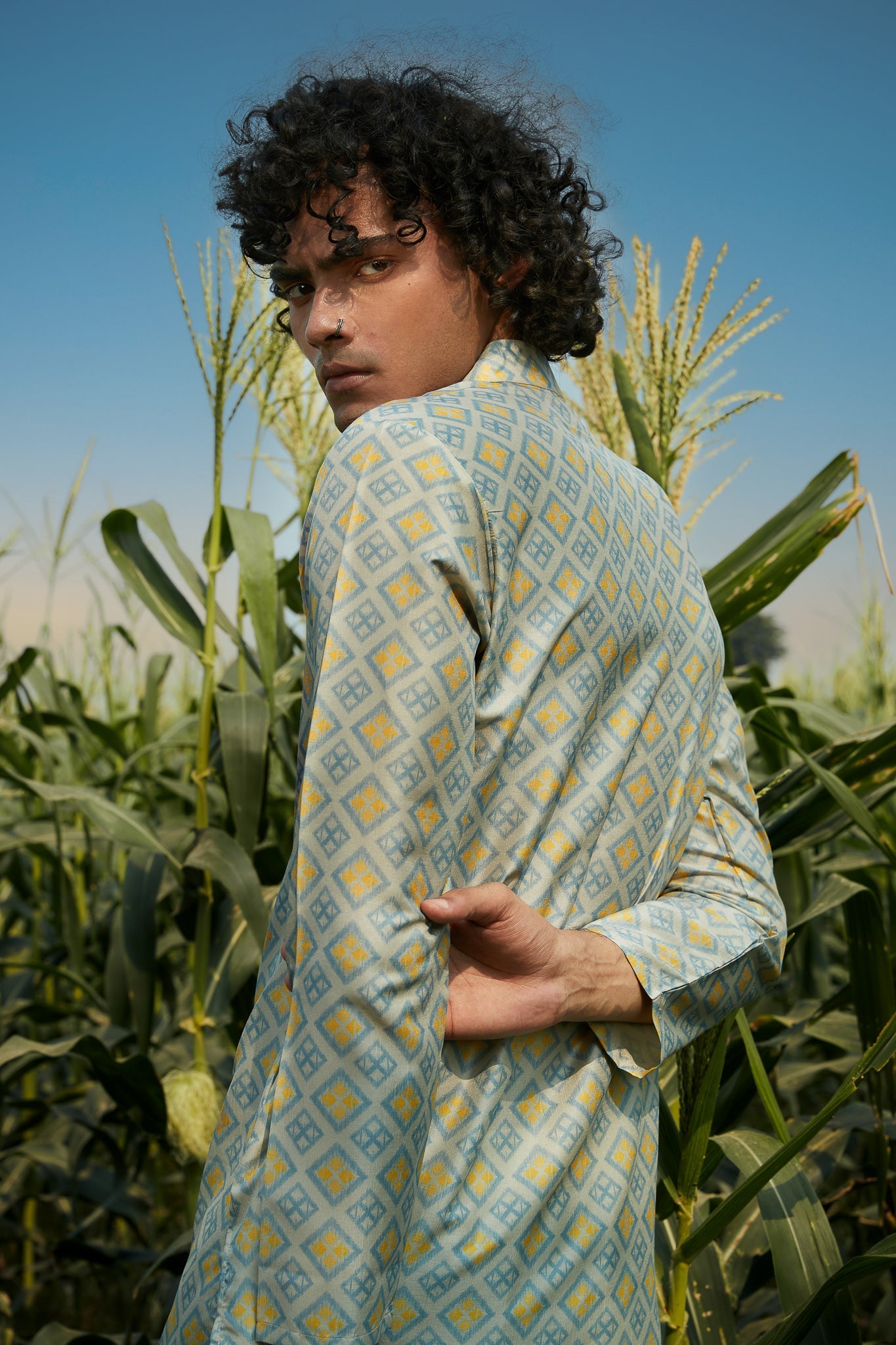 Blue Window  - Silk Kurta