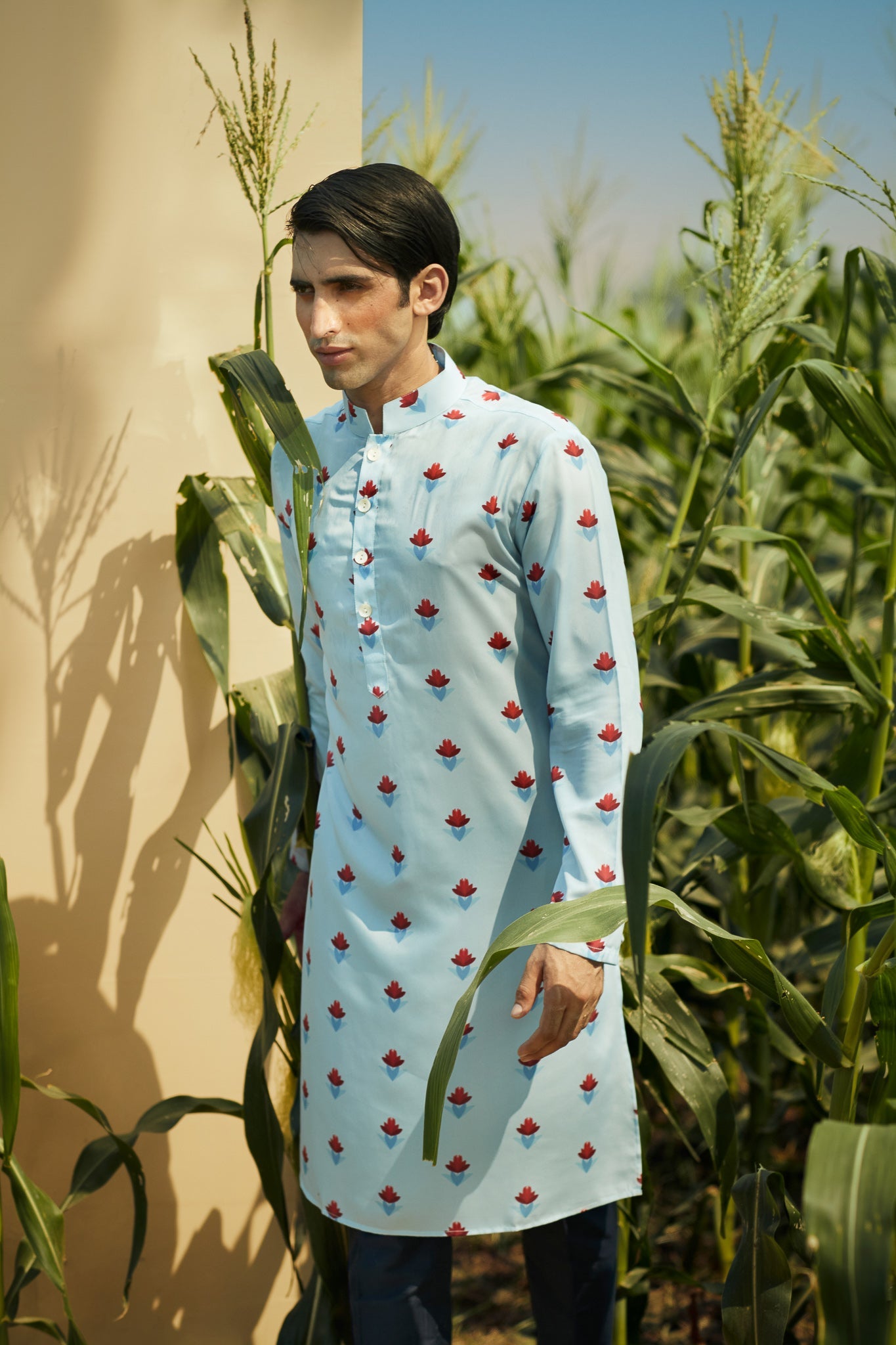 Blue Bloom  - Silk Kurta