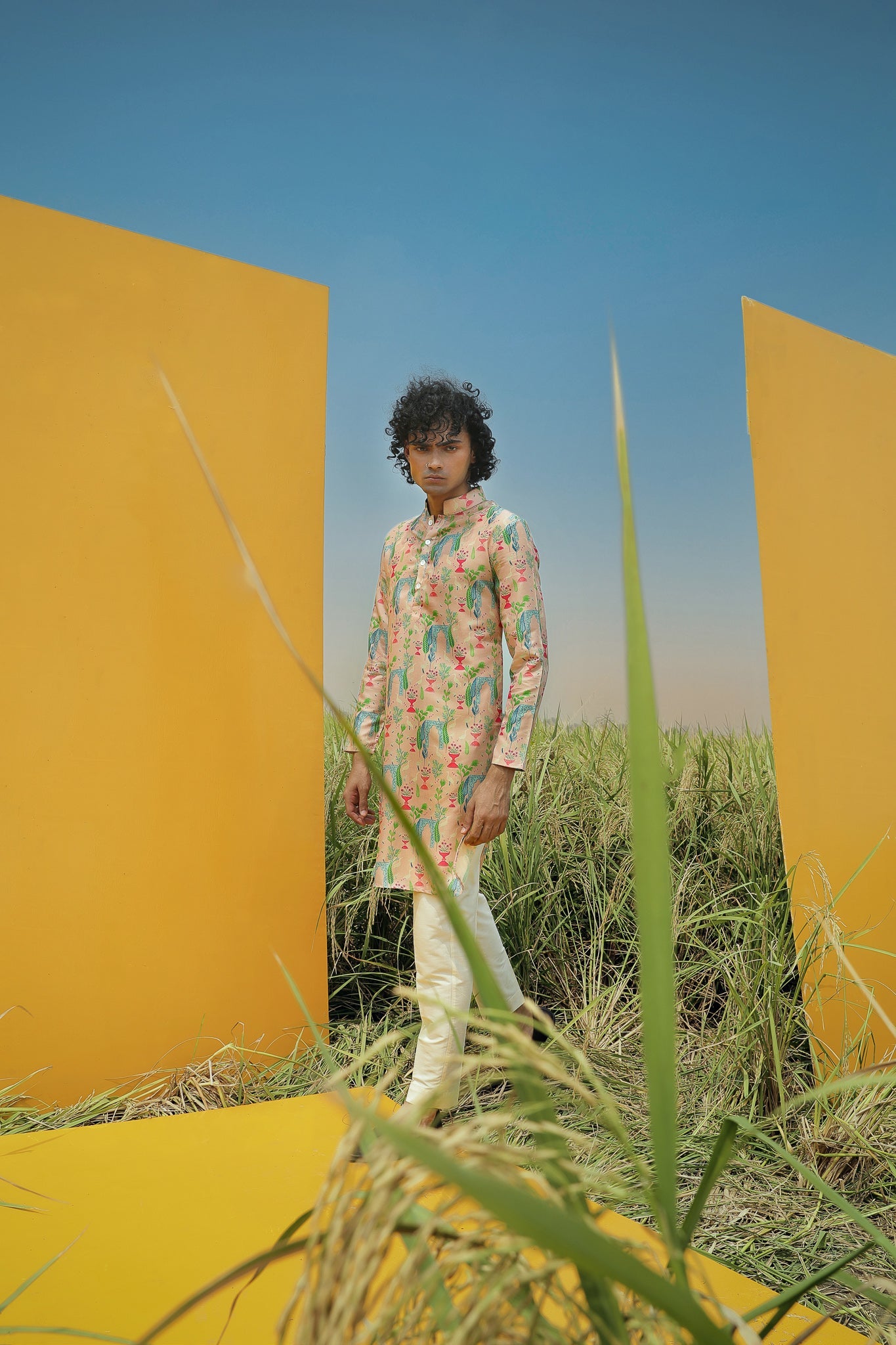 Pink Garden  - Silk Kurta