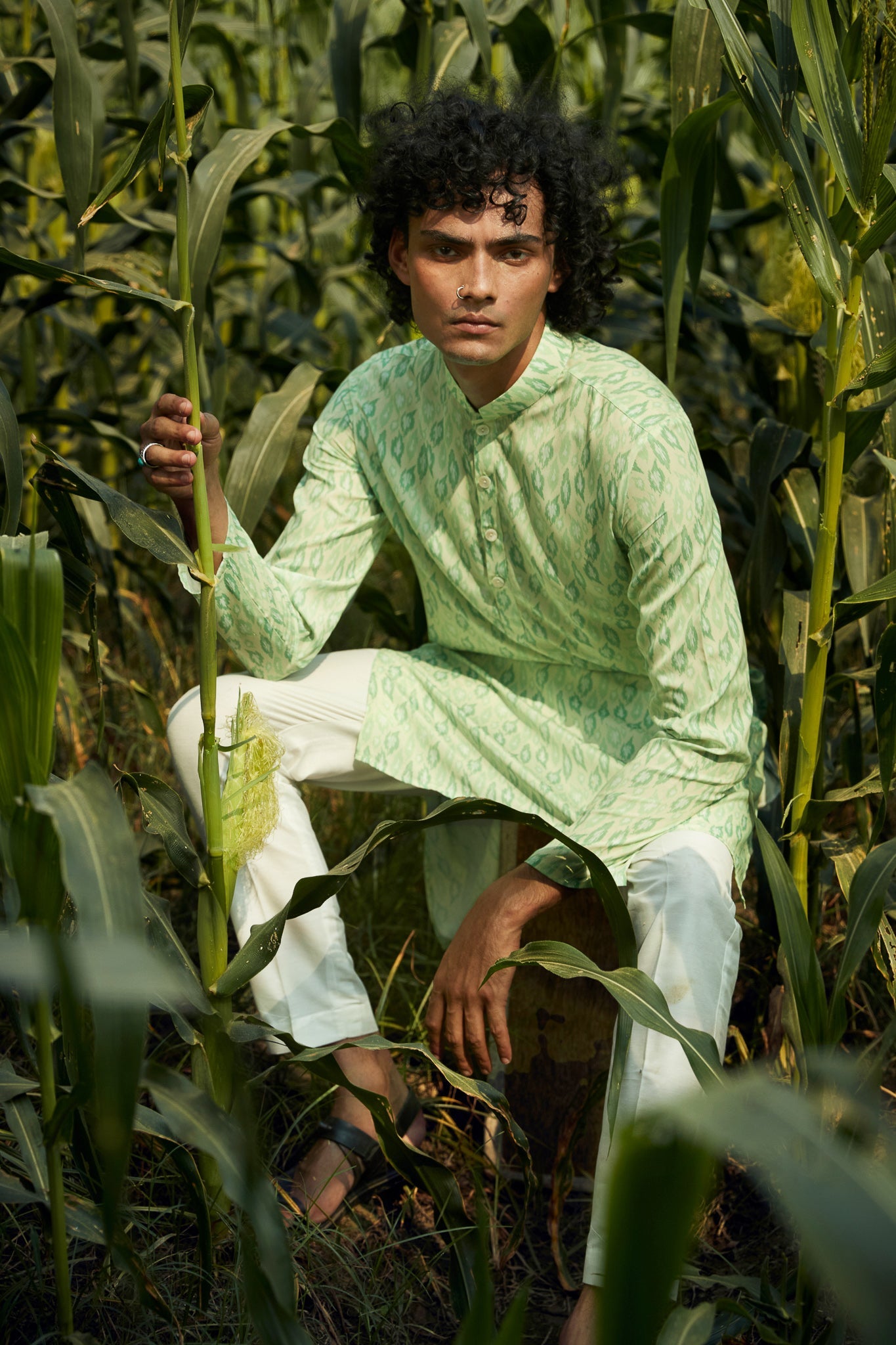 Green Spectrum  - Silk Kurta
