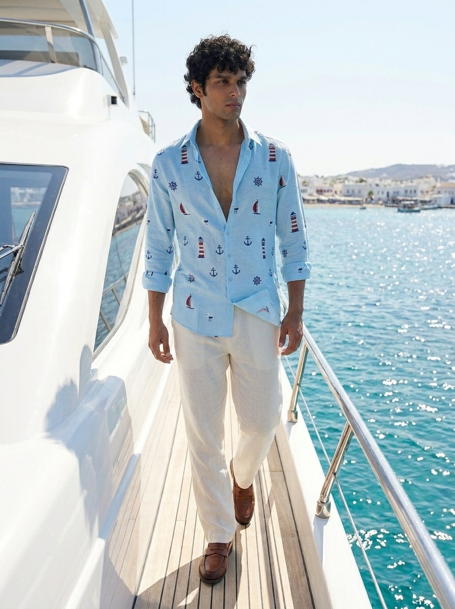 Pacific Purl - Embroidery Linen Shirt