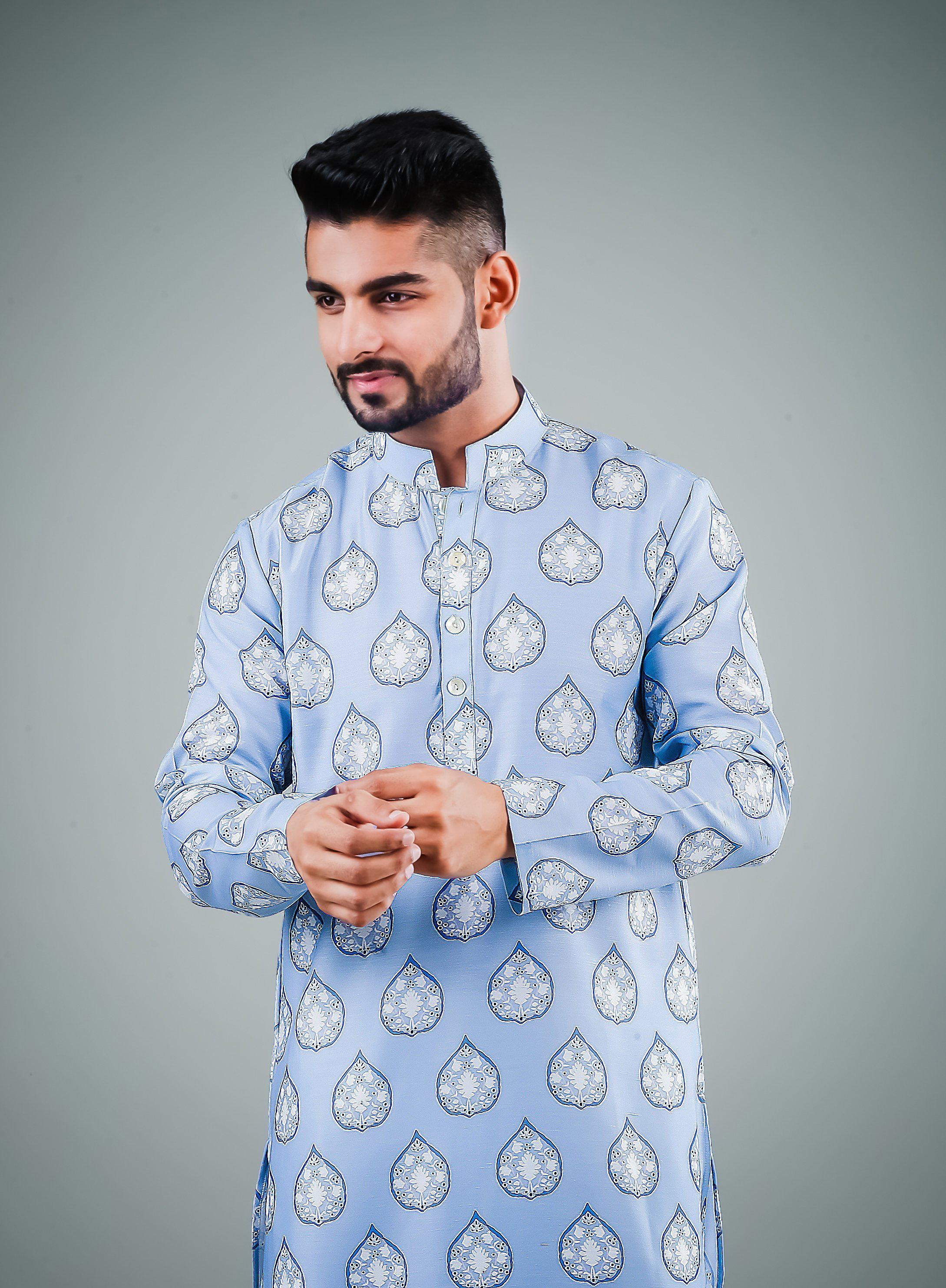 Serene Blue -  Silk Kurta