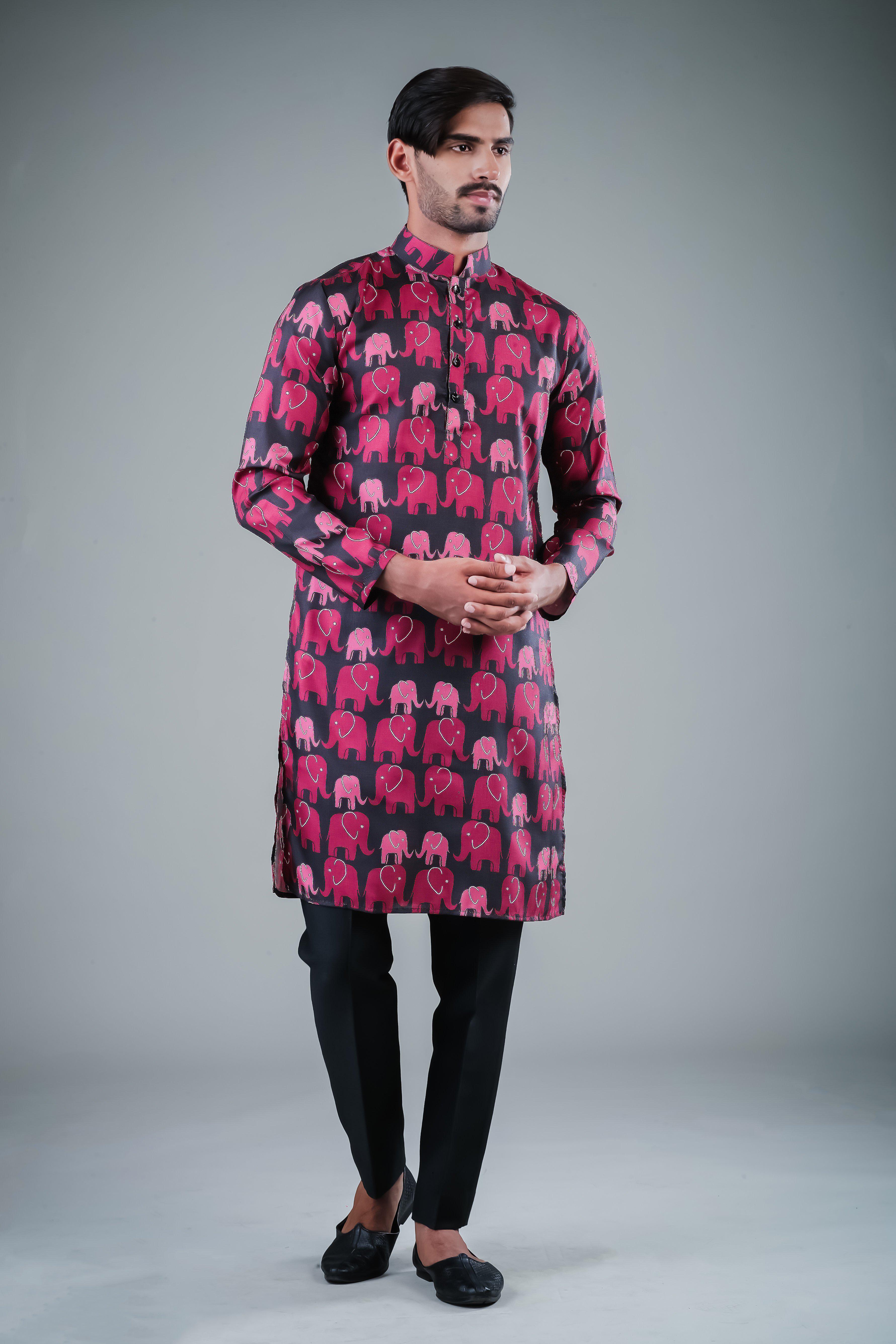 Elephant Crossing - Silk Kurta