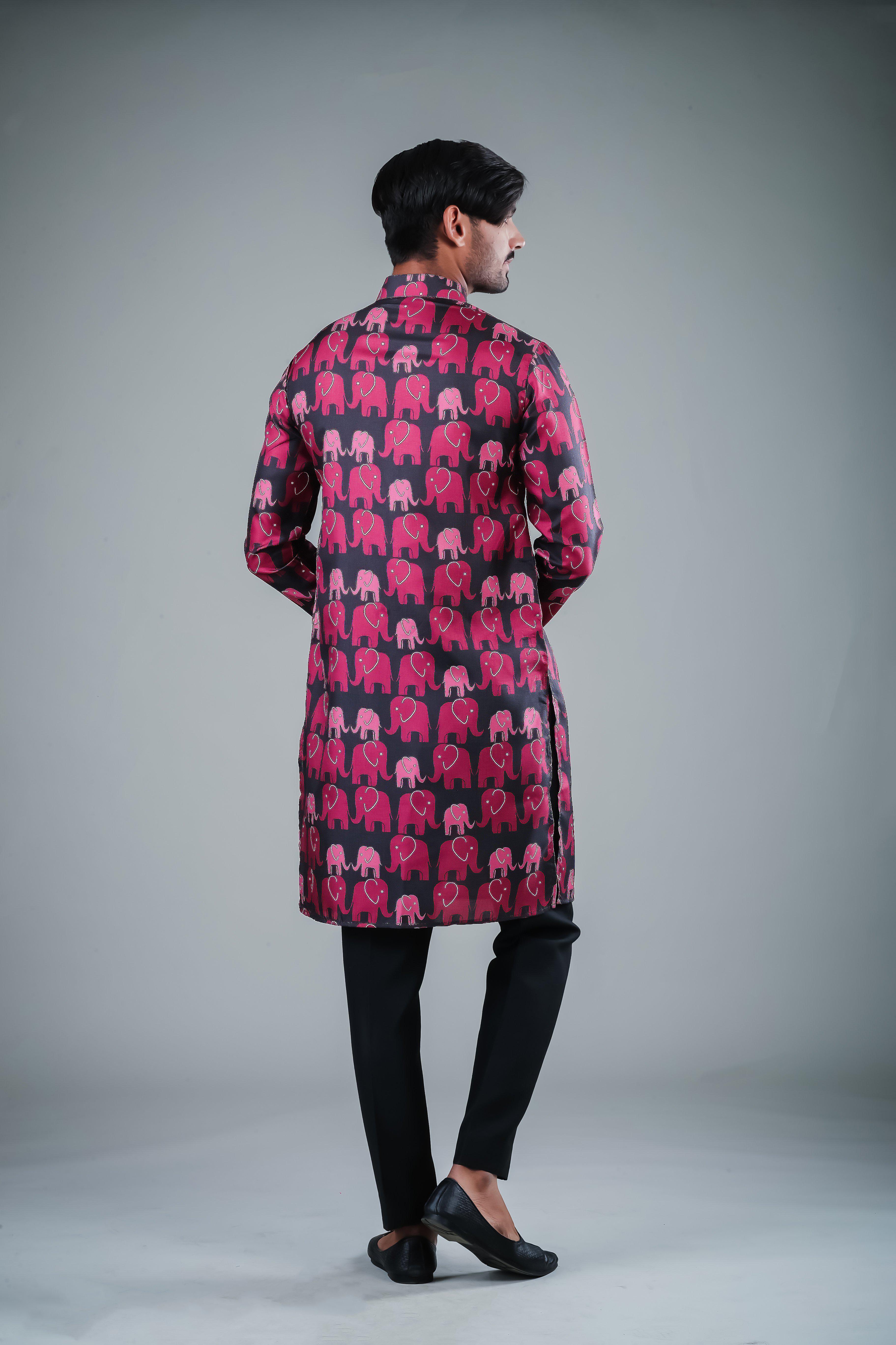Elephant Crossing - Silk Kurta