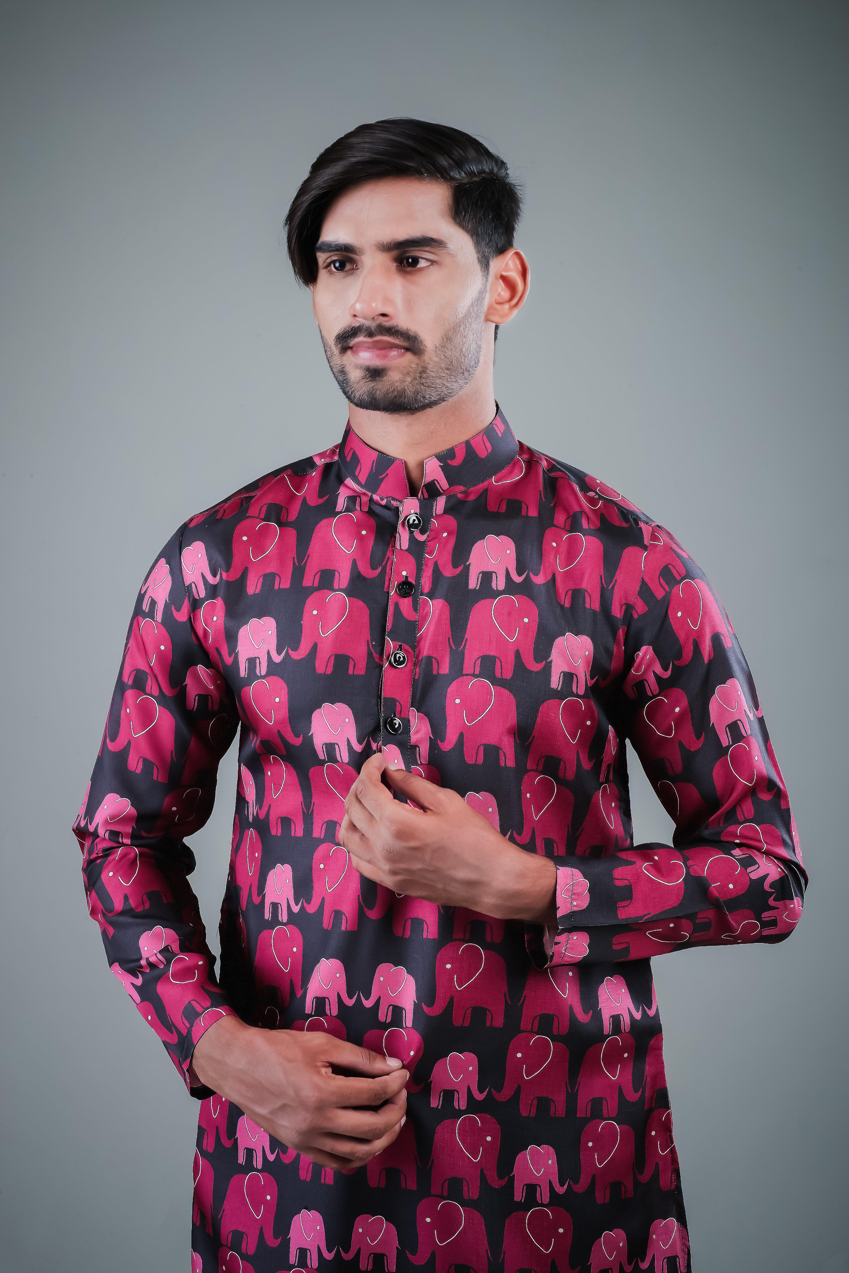 Elephant Crossing - Silk Kurta