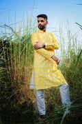 Chirpy Yellow Birds -  Silk Kurta