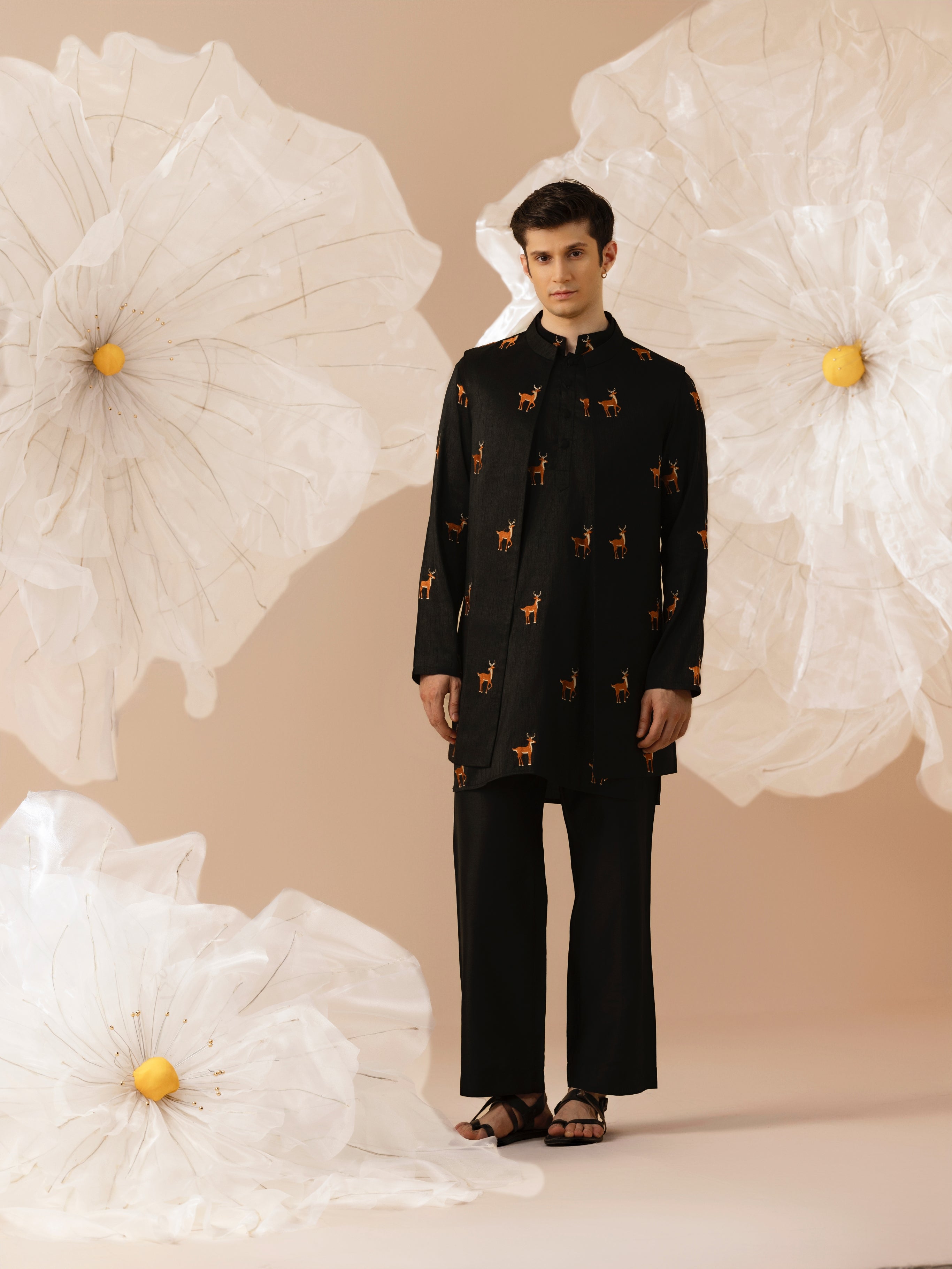 Taraash  - Silk Embroidery Nehru Jacket Set