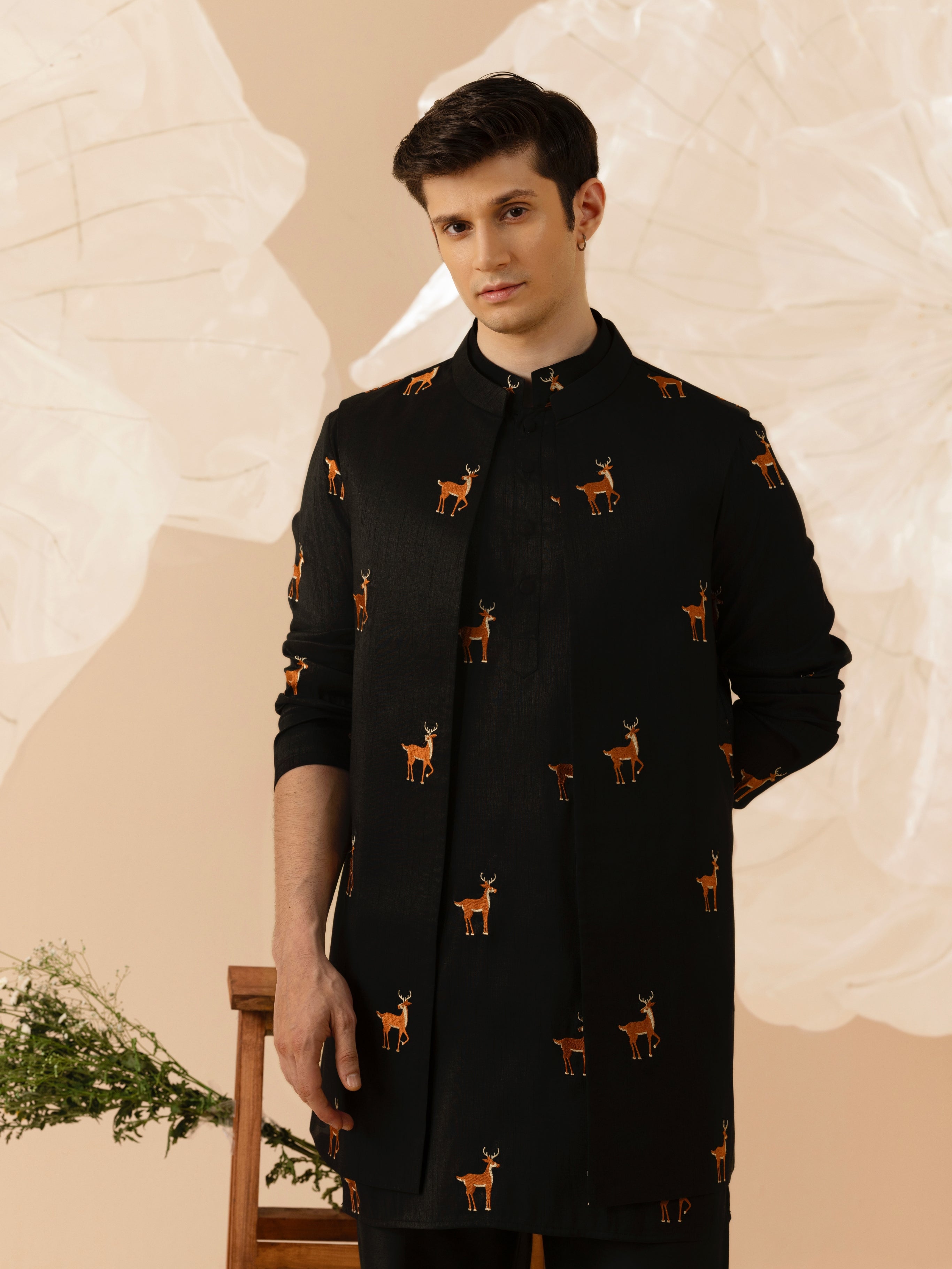 Taraash  - Silk Embroidery Nehru Jacket Set