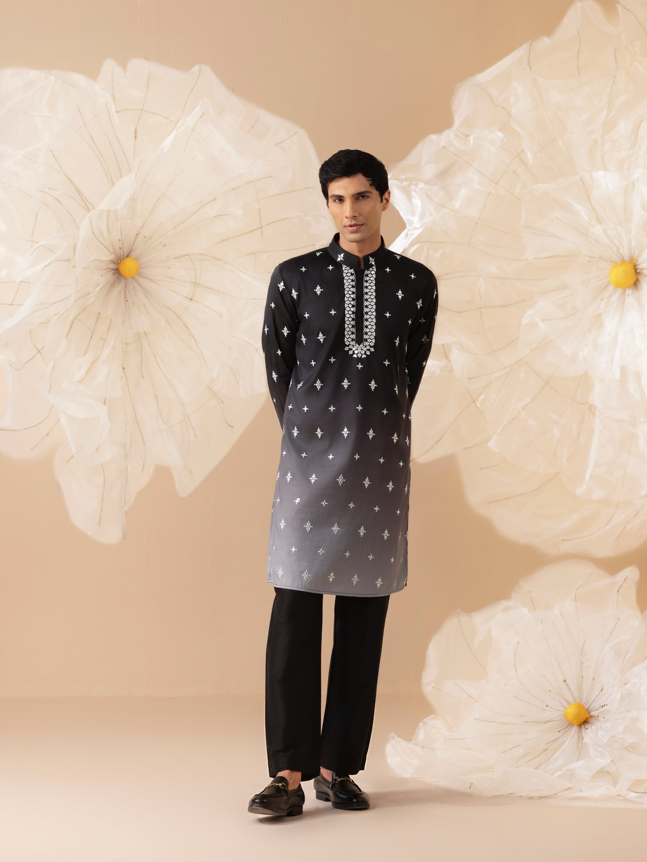 Noor  - Silk Mirror Embroidery Kurta Set
