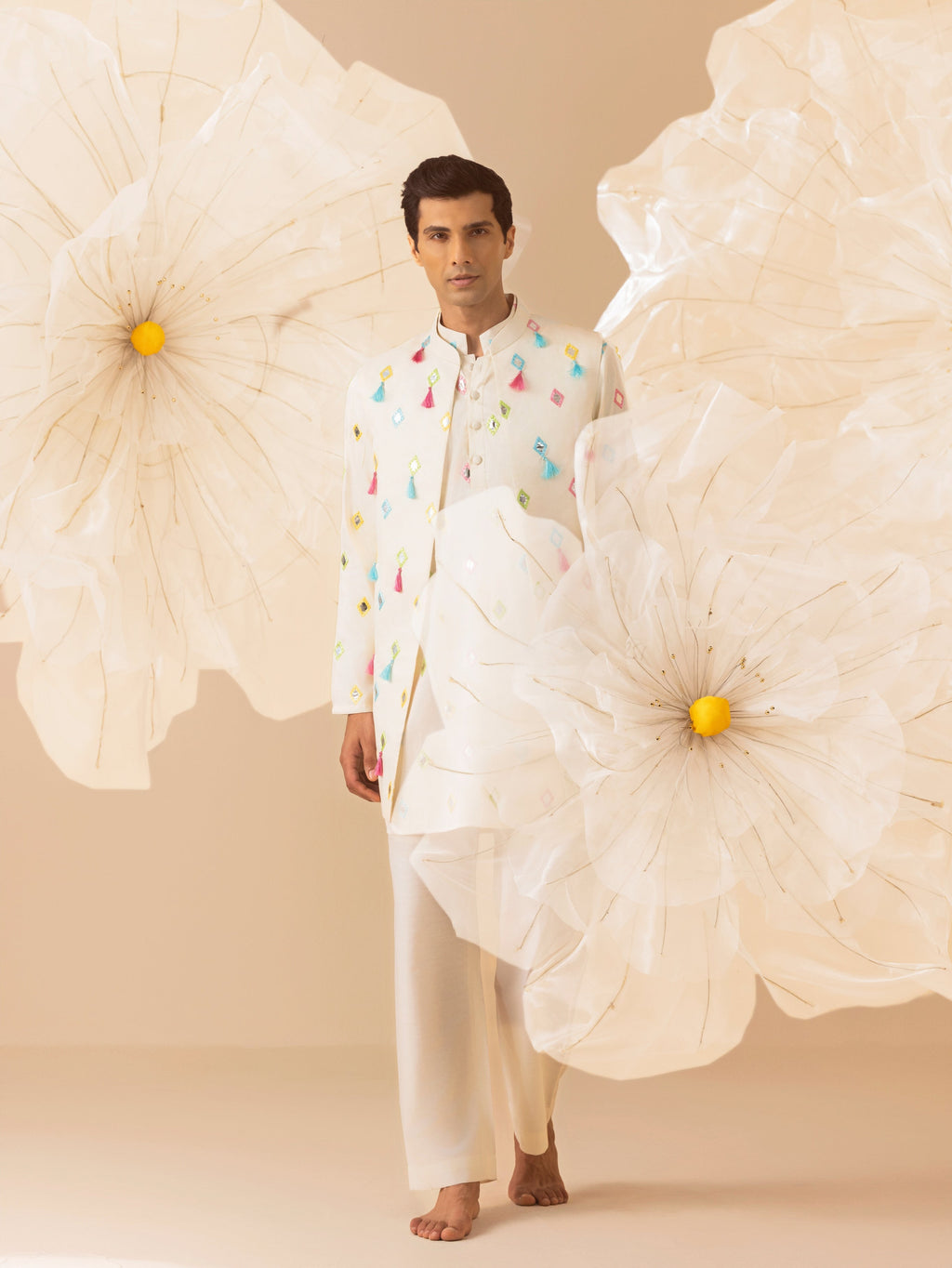 Rangrez  - Silk Embroidery Nehru Jacket Set