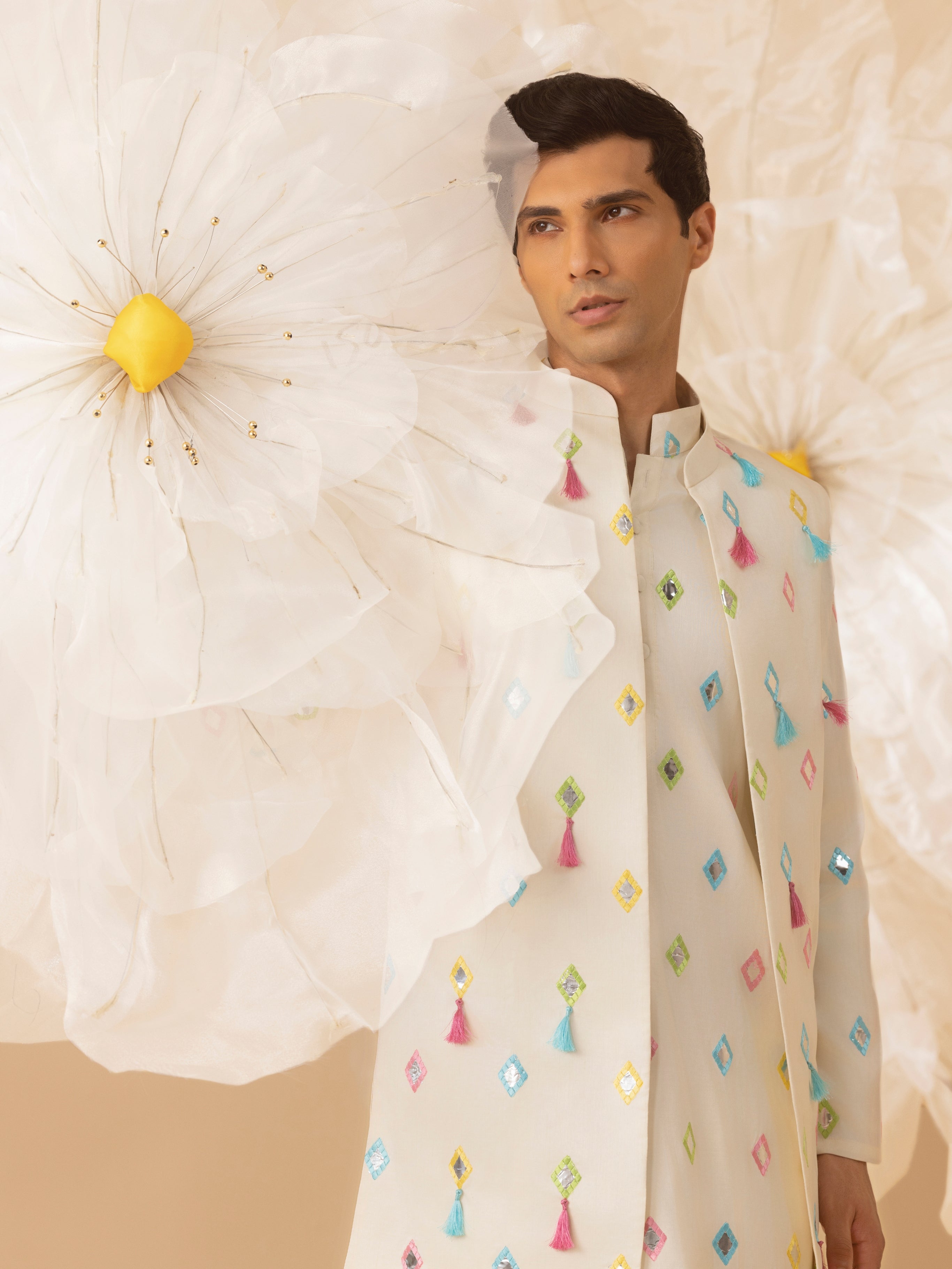 Rangrez  - Silk Embroidery Nehru Jacket Set