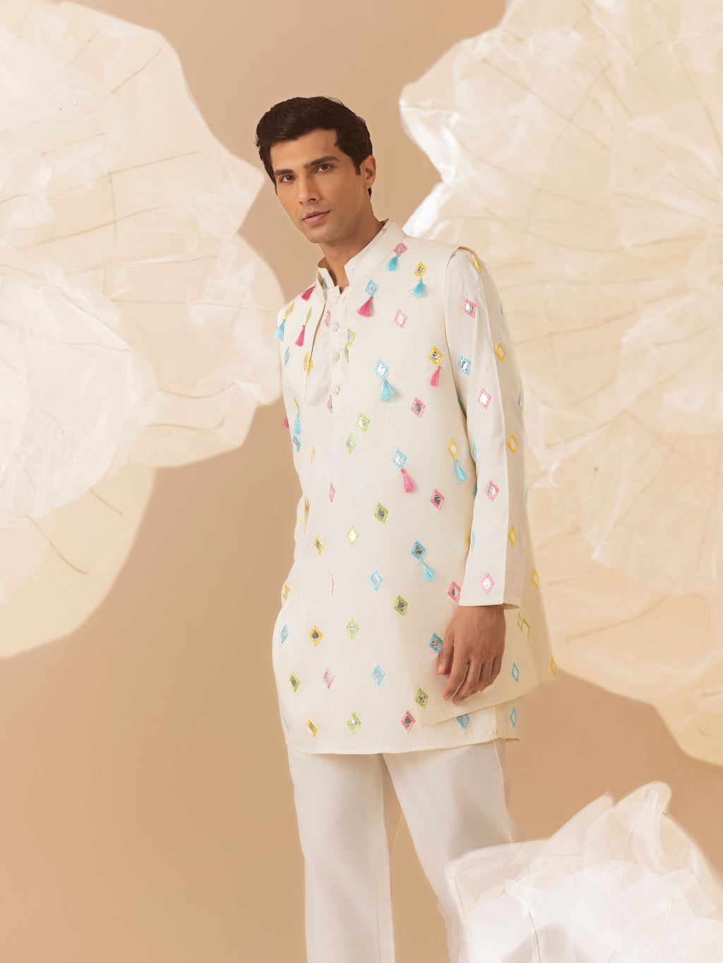 Rangrez  - Silk Embroidery Nehru Jacket Set