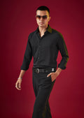 Black Minimal Occasion Shirt for Men