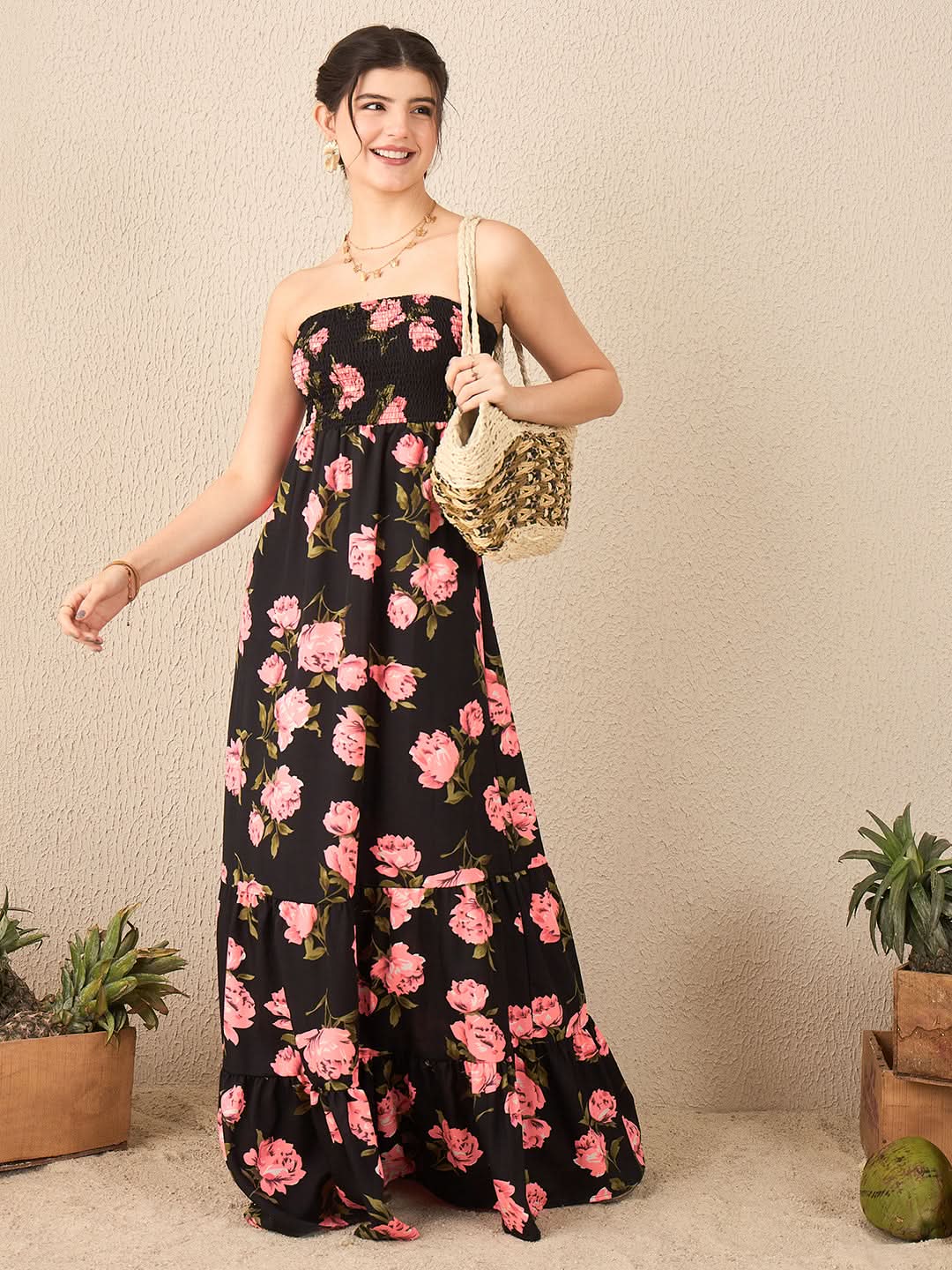 Strapless Smocked Maxi Dress