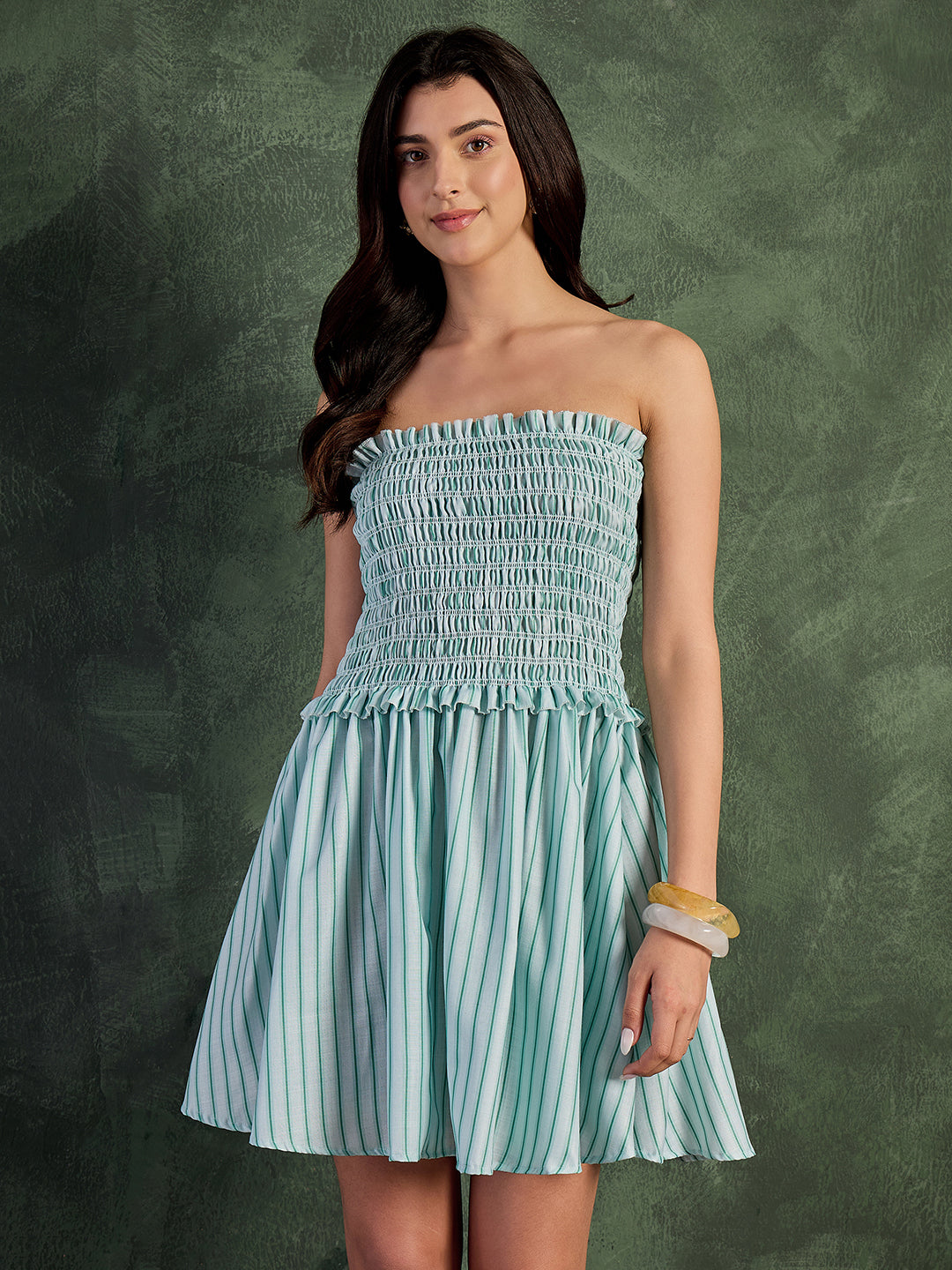 Pure Linen Strapless Mini Dress (with Lining)