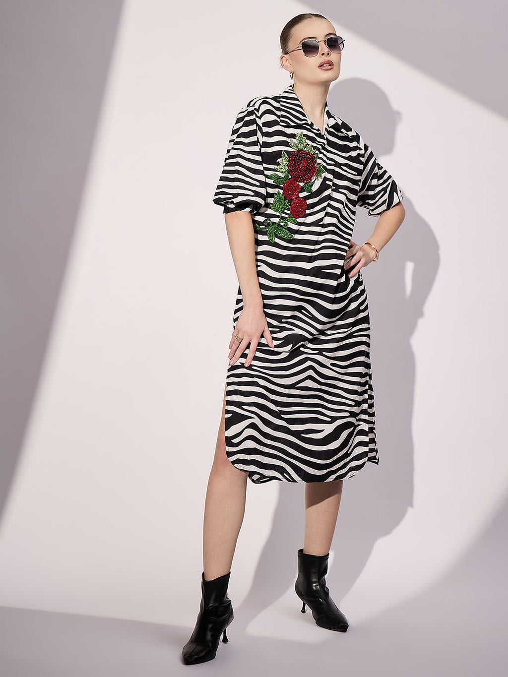 Cotton Sequinned Midi Dress
