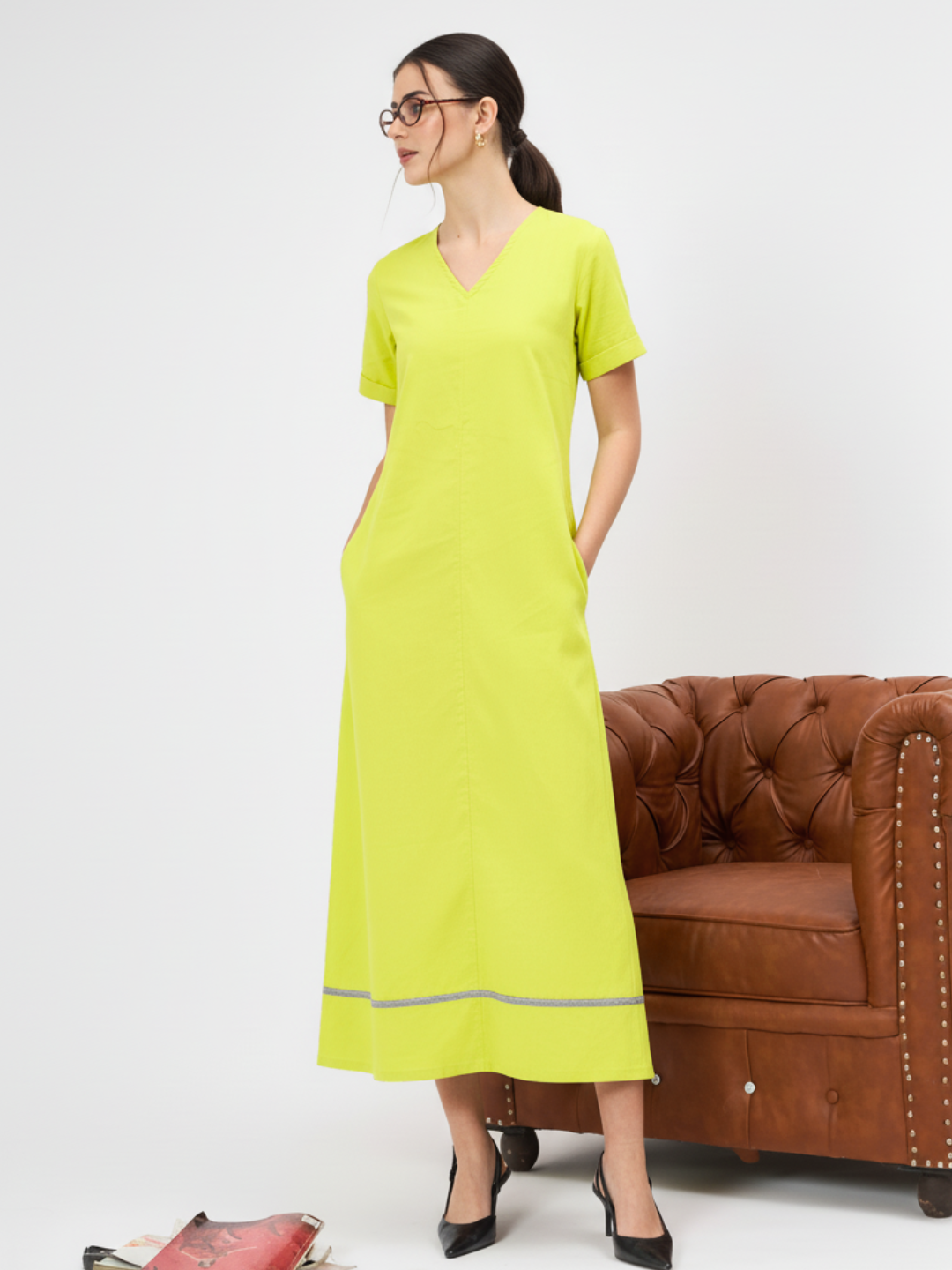 Pure Cotton A-Line Midi Dress