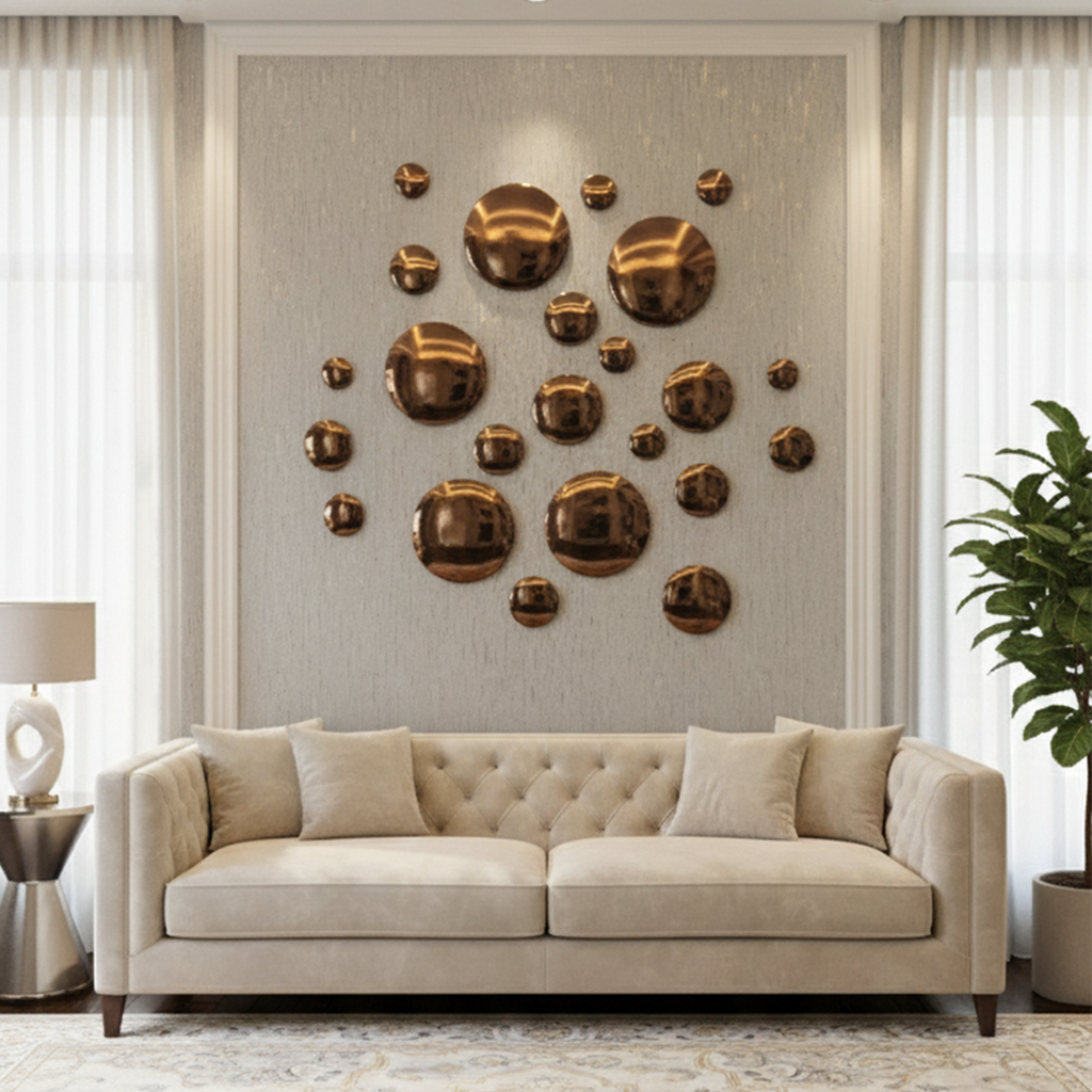 Dew Drops Sculptural Handcrafted Wall Accent  - 100% Made in Pure Brass