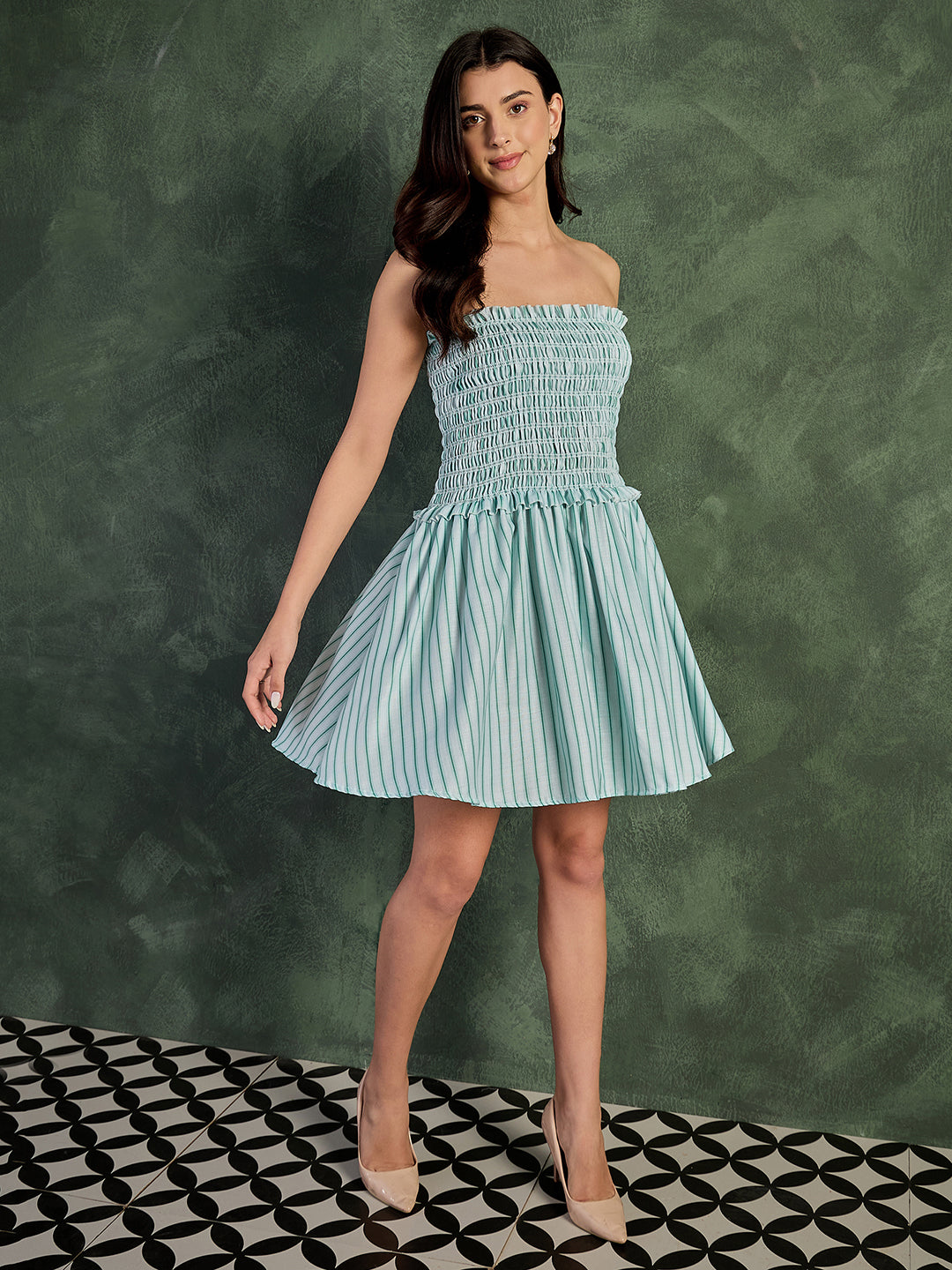 Pure Linen Strapless Mini Dress (with Lining)