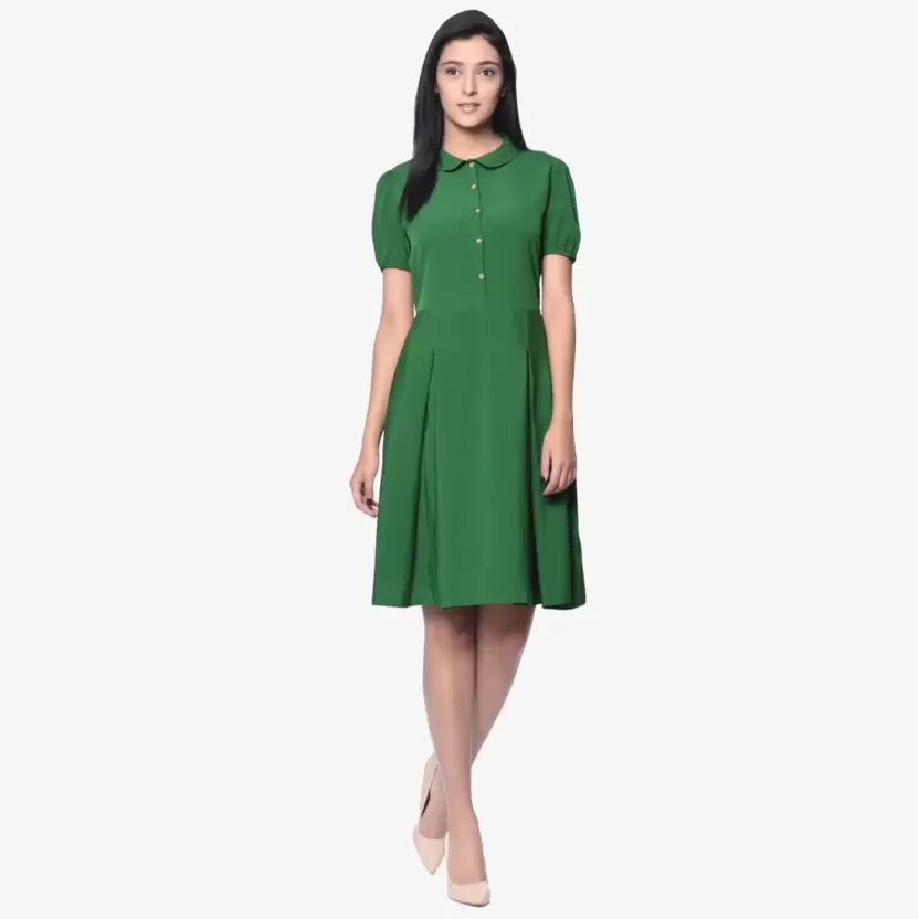 Solid Peterpan Collar Skater Dress