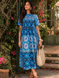 Pure Cotton Front Pleated A-Line Dress (with Lining)