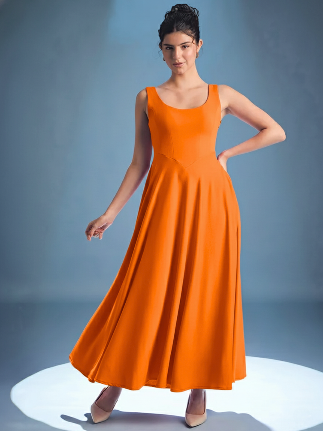 Stretchable Corset Fit & Flare Midi Dress