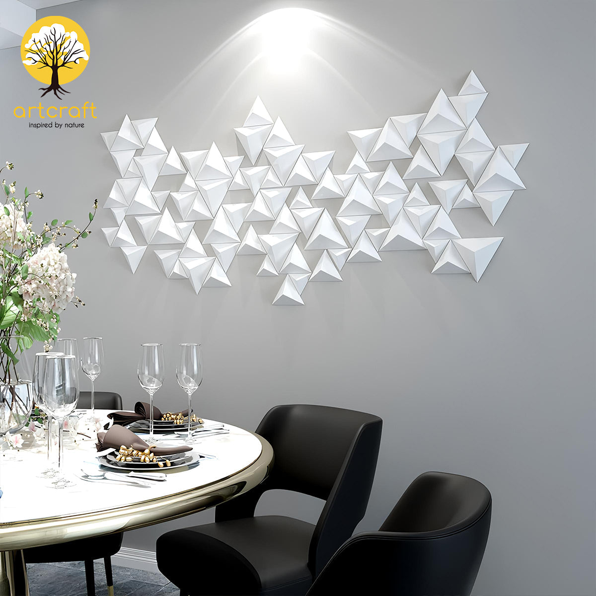 White Pyramids -Wall Decor  - 100% Made From Brass